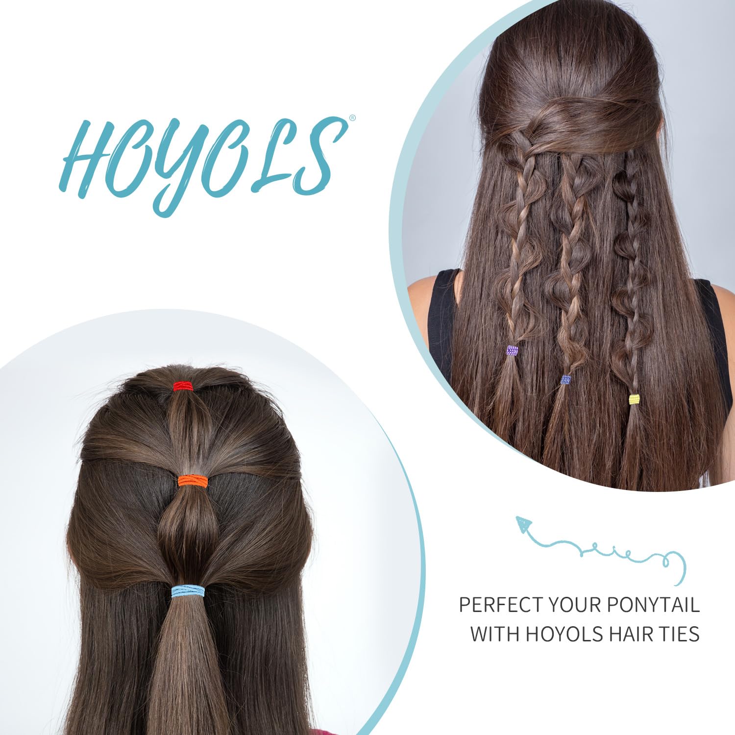 Hoyols Elastic Hair Ties No Damage, 4Mm Hair Bands For Women'S Hair, Thick Ponytail Holders For Girls Men Long Thick Curly Hair