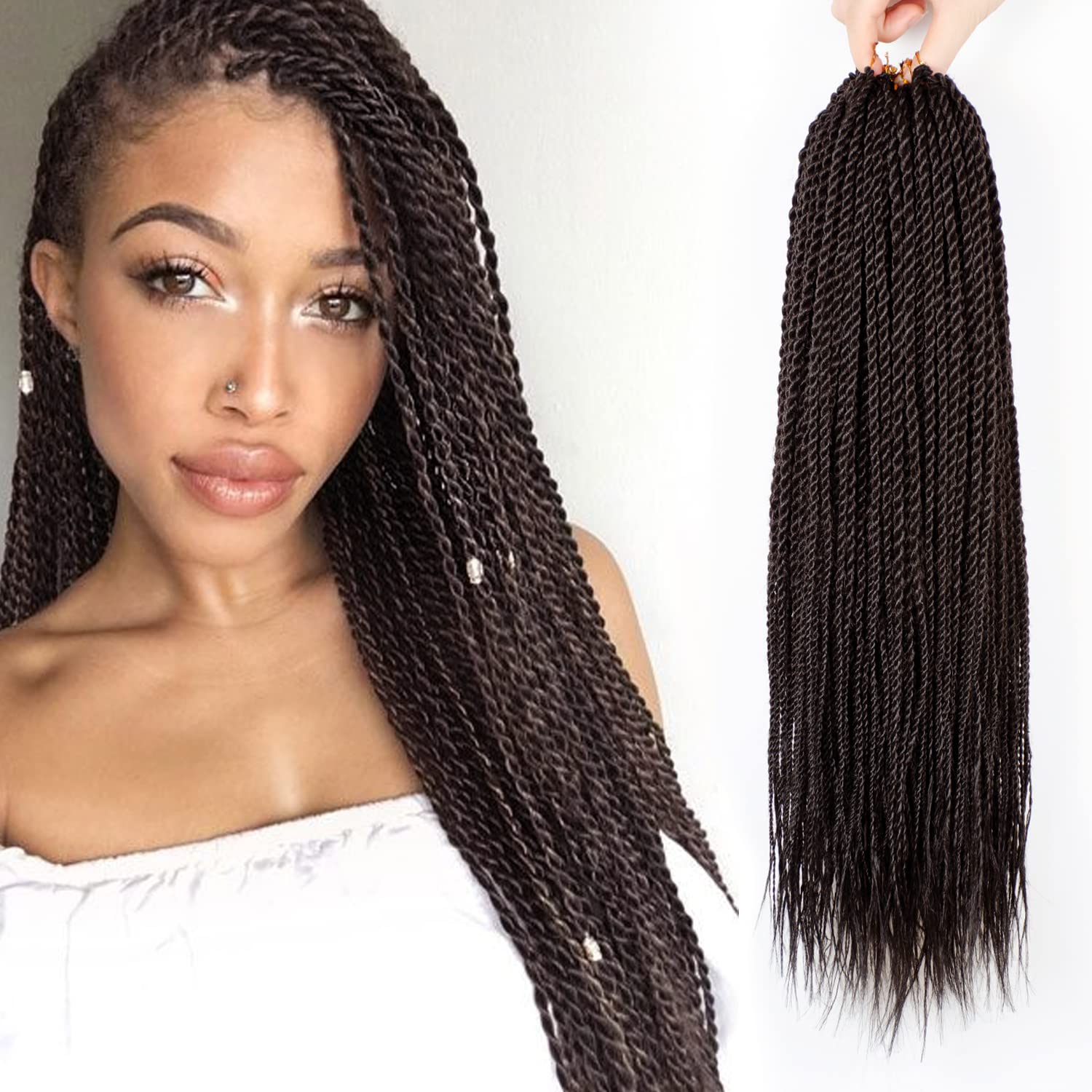 Nayoo Senegalese Twist Crochet Hair - 8 Packs 18 Inch Brown Crochet Hair For Black Women, 35 Strands/Pack Small Twist Crochet Ha
