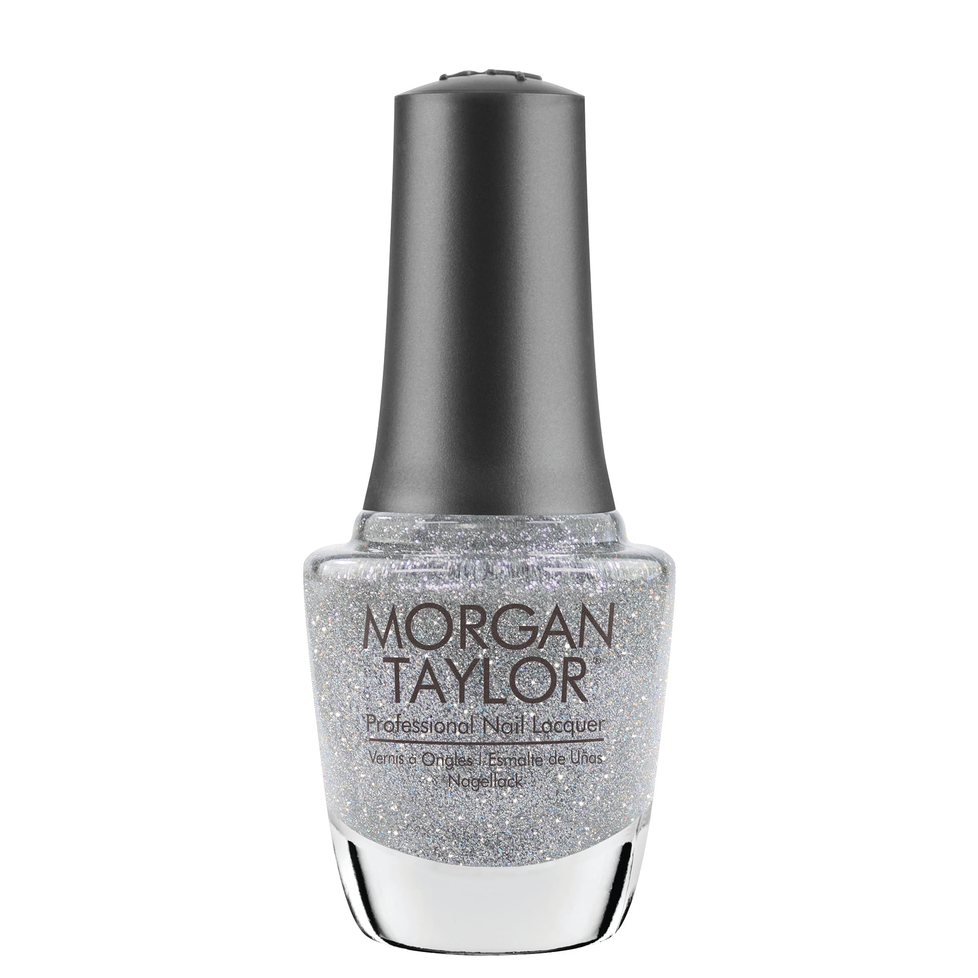 Morgan Taylor Nail Lacquer (Water Field) Silver Sparkle Nail Polish, Finger Nail Polish, Long Lasting Nail Polish, Silver Nail L