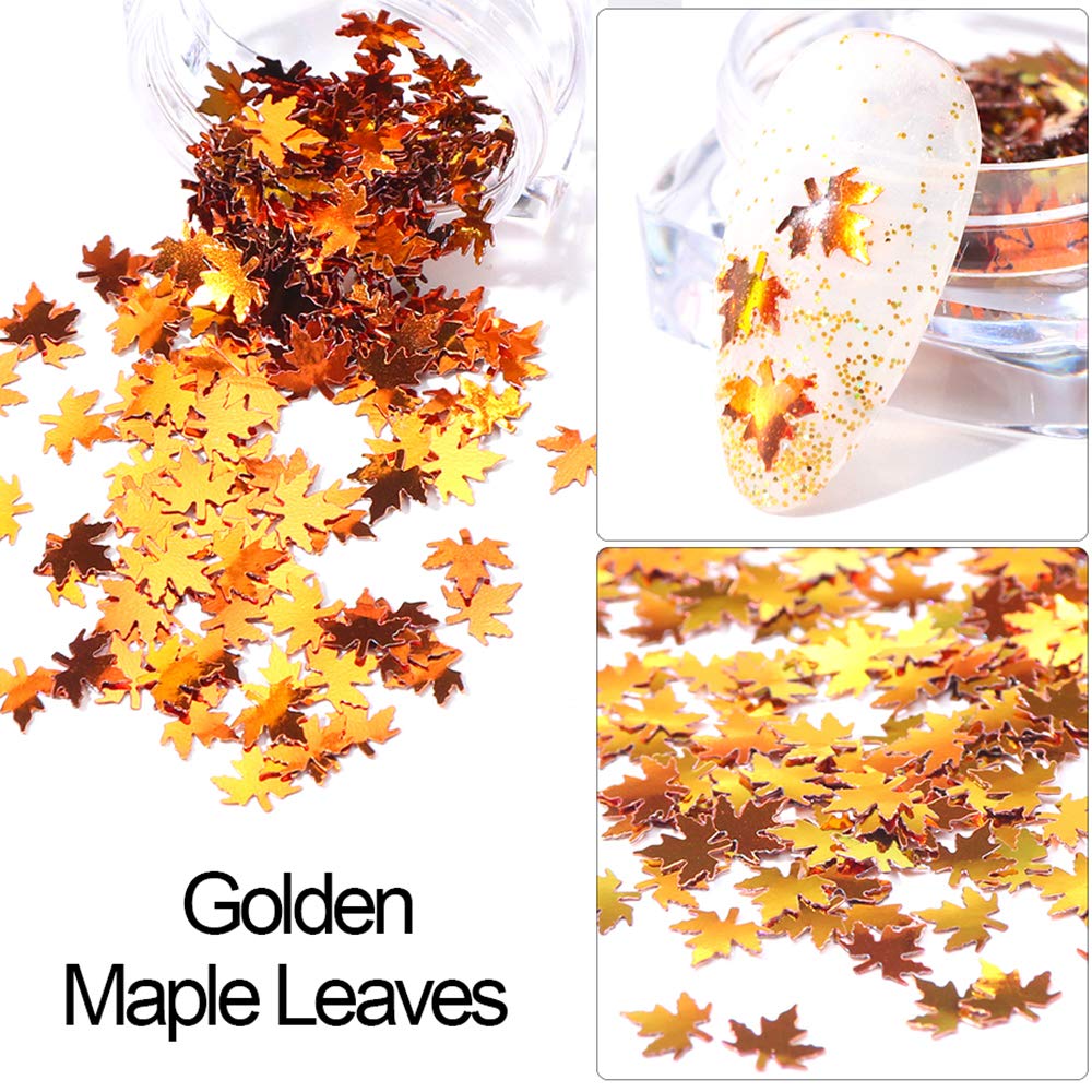 Maple Leaf Nail Art Glitters Stickers Decals Holographic Fall Nail Art Sequins Flakes Paillette Nail Art Supplies Autumn Design