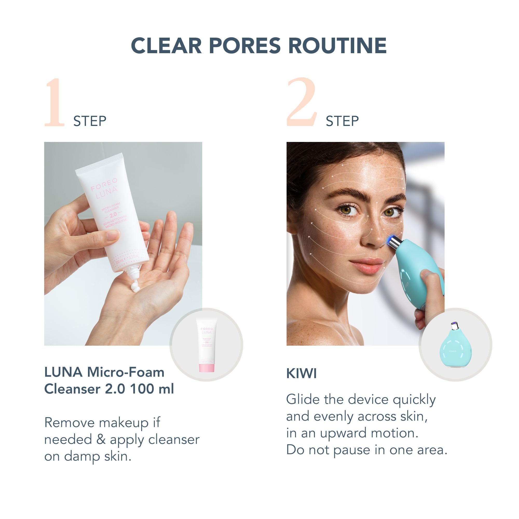 FOREO Blackheads Suck KIWI Bundle - Whitehead & Black Head Remover for Face + LUNA Micro-Foam Cleanser 2.0, 3.5 oz - Vacuum Skin