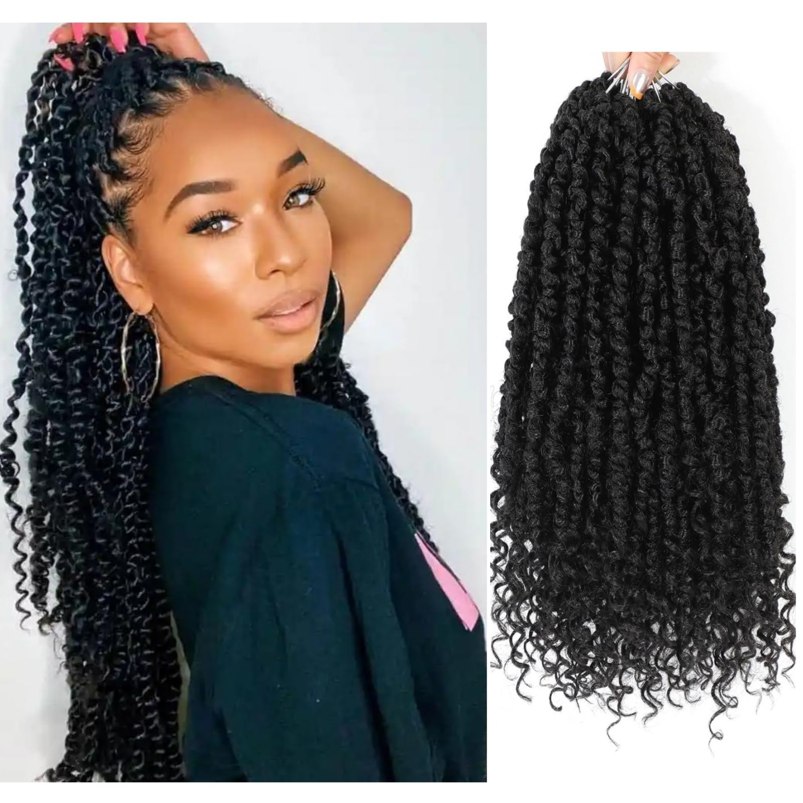 Passion Twist Crochet Hair,Passion Twist Hair 24 Inch,8 Packs Pre-twisted Passion Twist Hair,Short Passion Twist Crochet Braids,