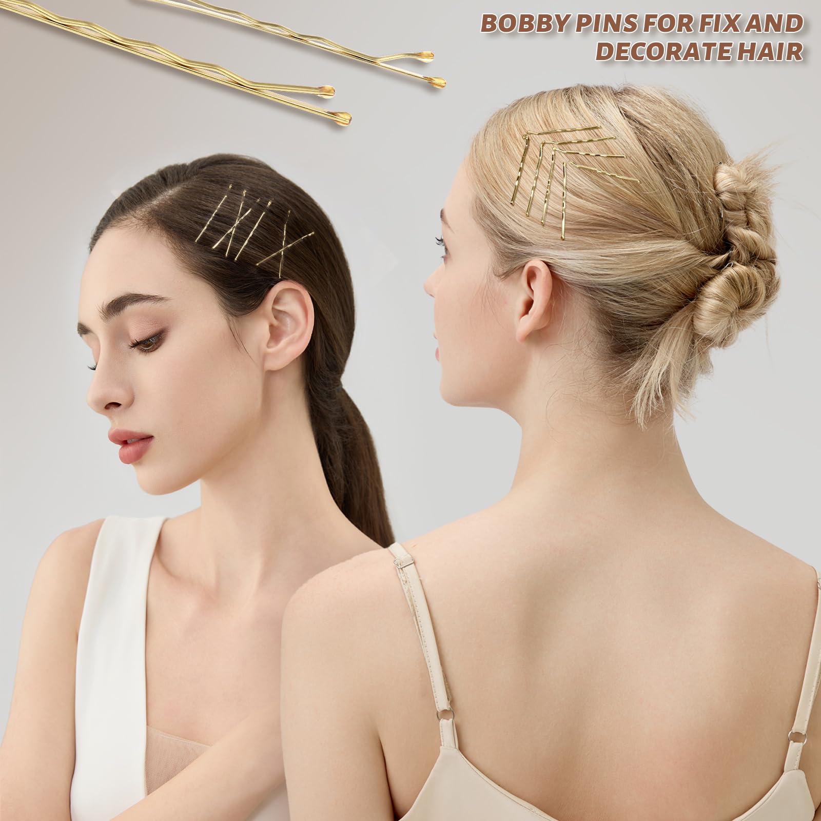 Teenitor 300pcs Blonde Bobby Pins Hair Pins 100 Bobby Pins Blonde Hair,100 Hair Pins for Women 100 Hair Bands Kit, Blonde Bobby