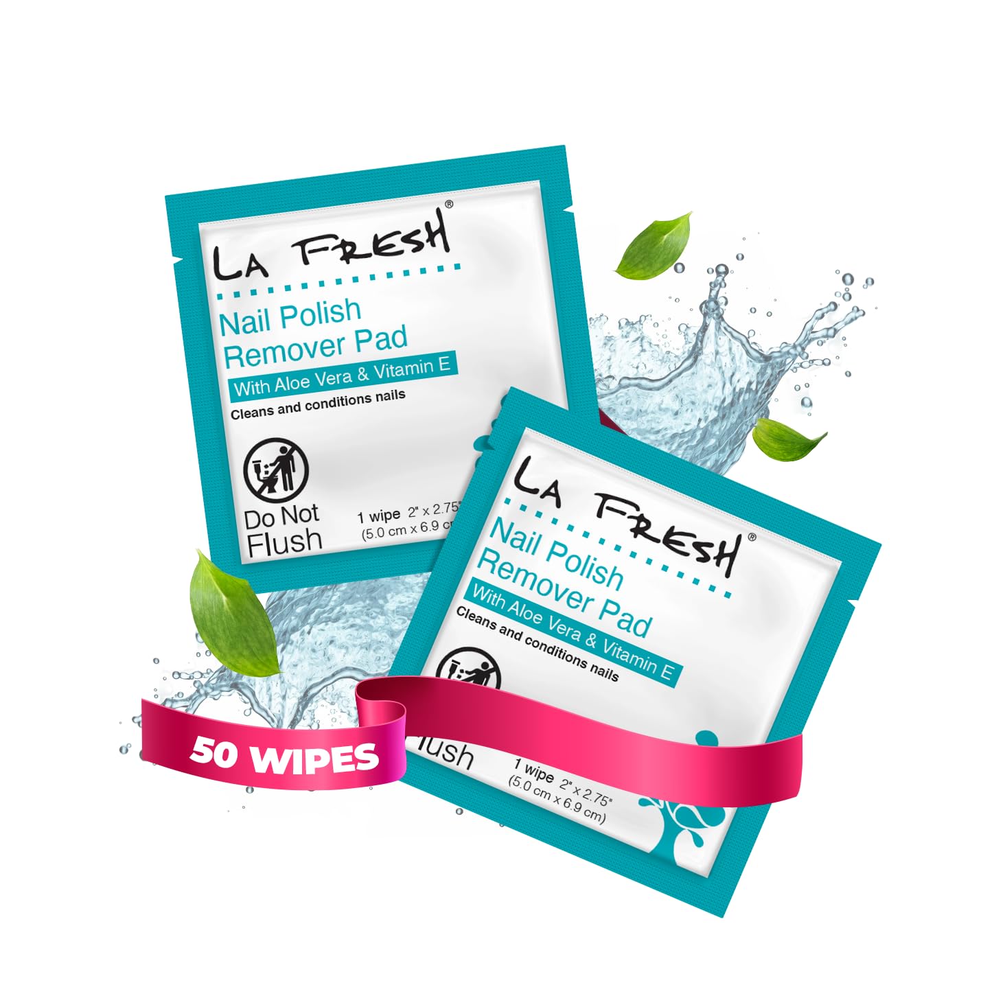 La Fresh Nail Polish Remover Wet Wipes with Lavender, Aloe Vera, and Vitamin E Pack of 50ct Acetone-Infused Pads - Nail Care Tra