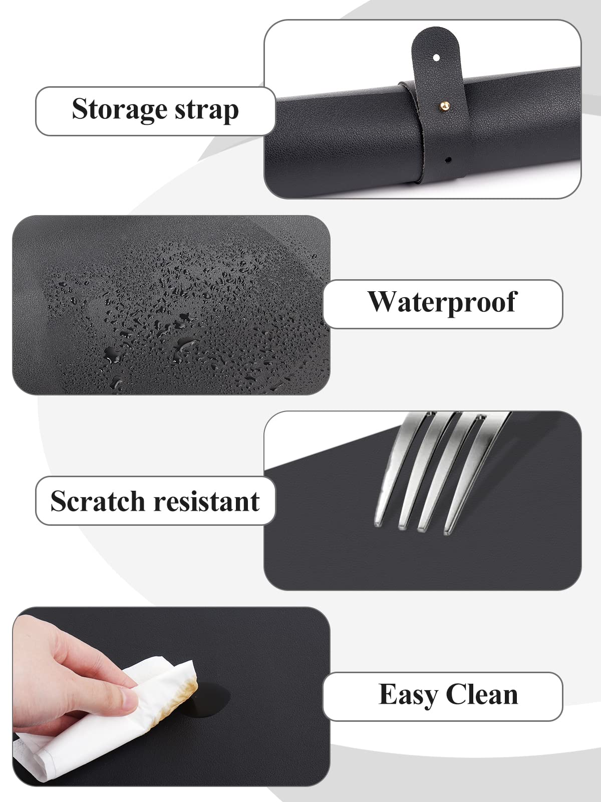 (Mat Only) Black Nail Art Table Mat, Foldable Nail Art Hand Rest Pad For Nail Arm Rest Cushion, Soft Microfiber Leather Nail Mat