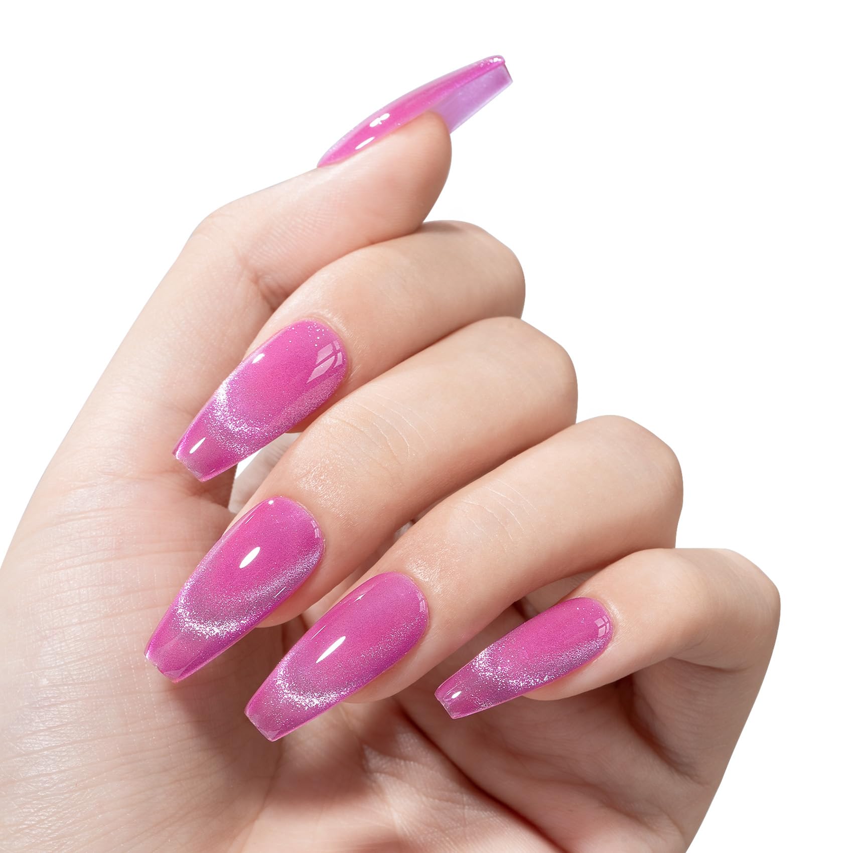 Maychao 15Ml Cat Eye Gel Nail Polish 1Pc Pink Gel Polish With Magnet Soak Off Holographic Magnetic Nail Polish For Nail Art Mani