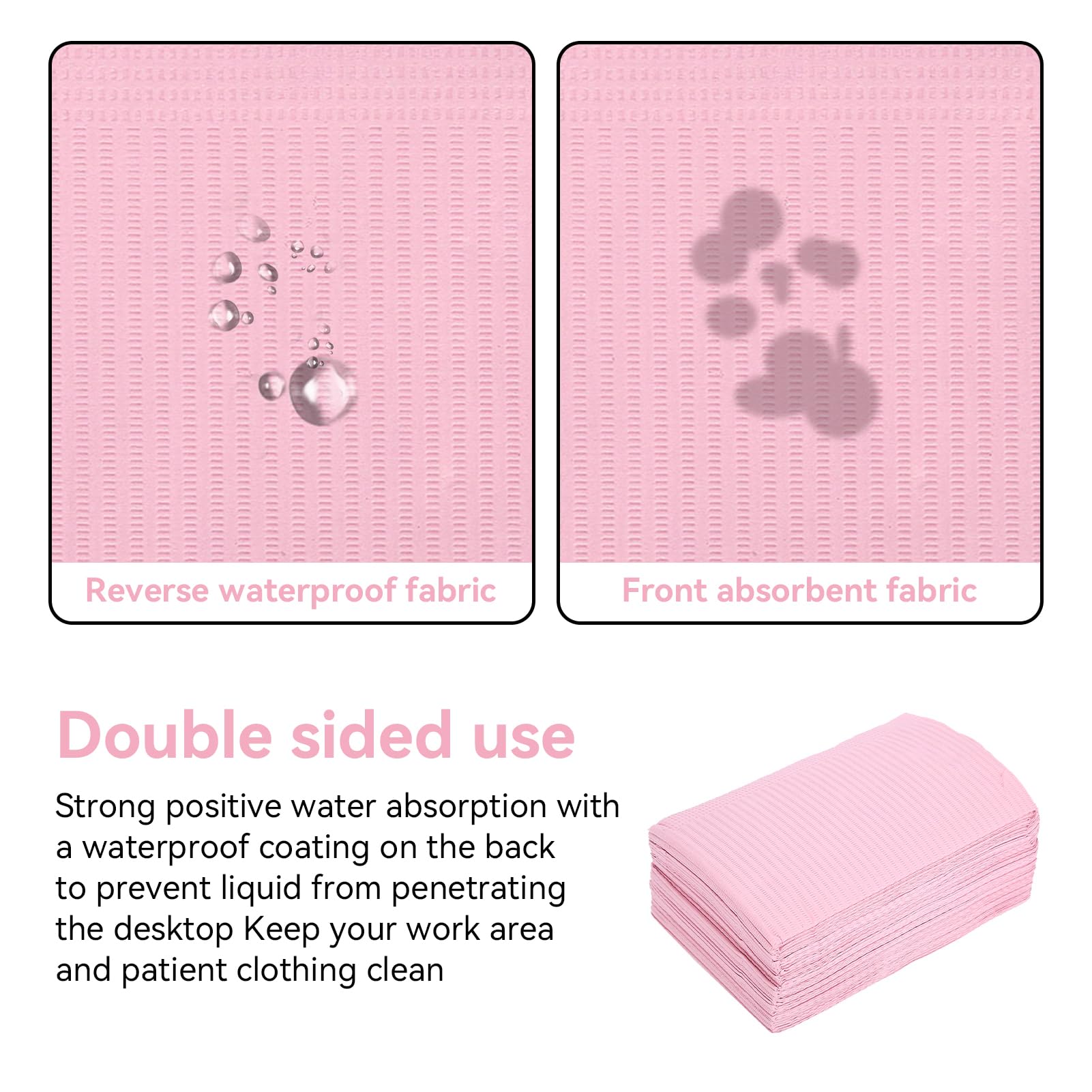 125Pcs Nail Art Table Mat, Pink Disposable Waterproof Nail Paper Towels Dental Bibs Tattoo Supplies For Manicure, Nail Salon, Be