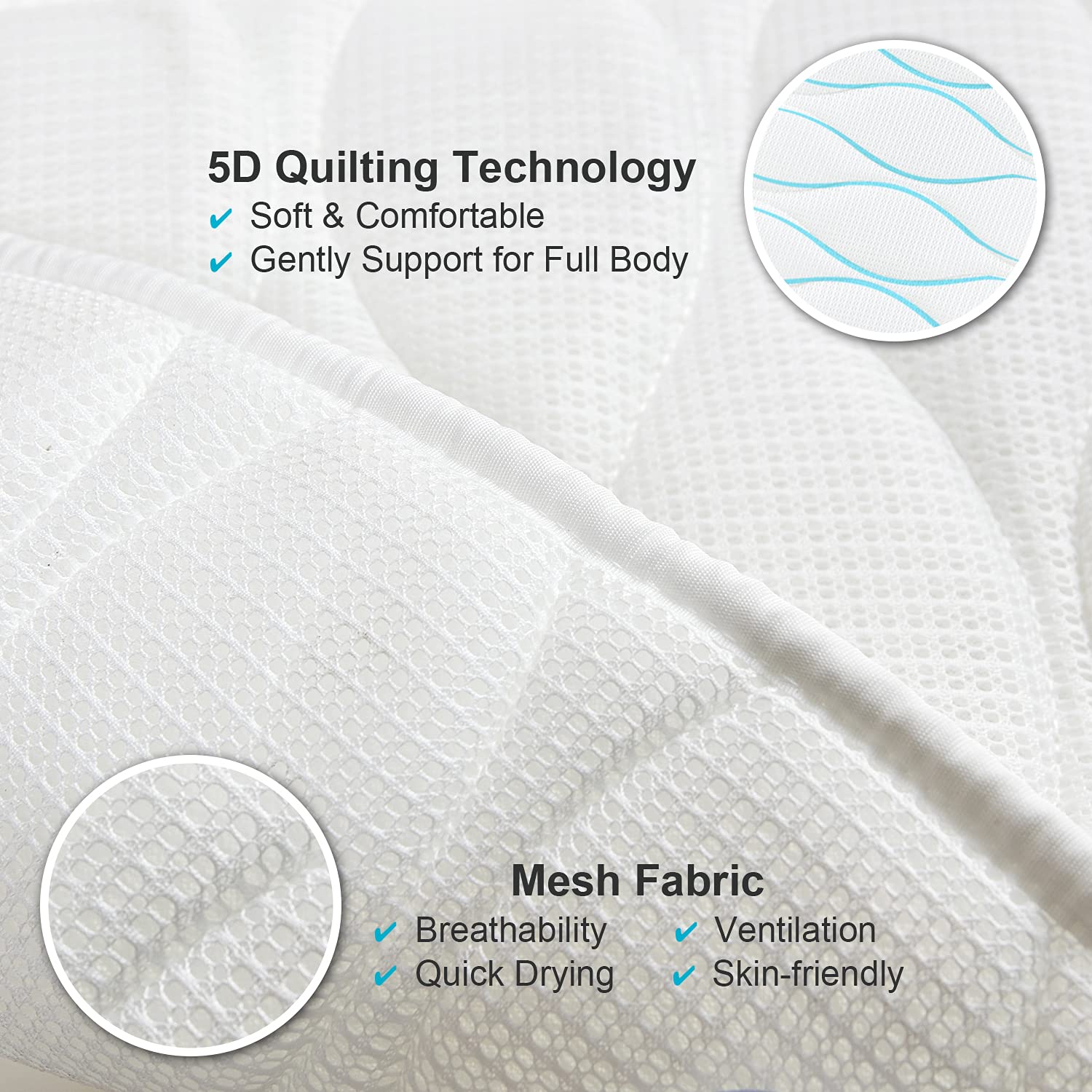 Full Body Bath Pillow, Bath Pillows For Tub With Mesh Washing Bag & 21 Non-Slip Suction Cups, Spa Bathtub Pillow For Head Neck S