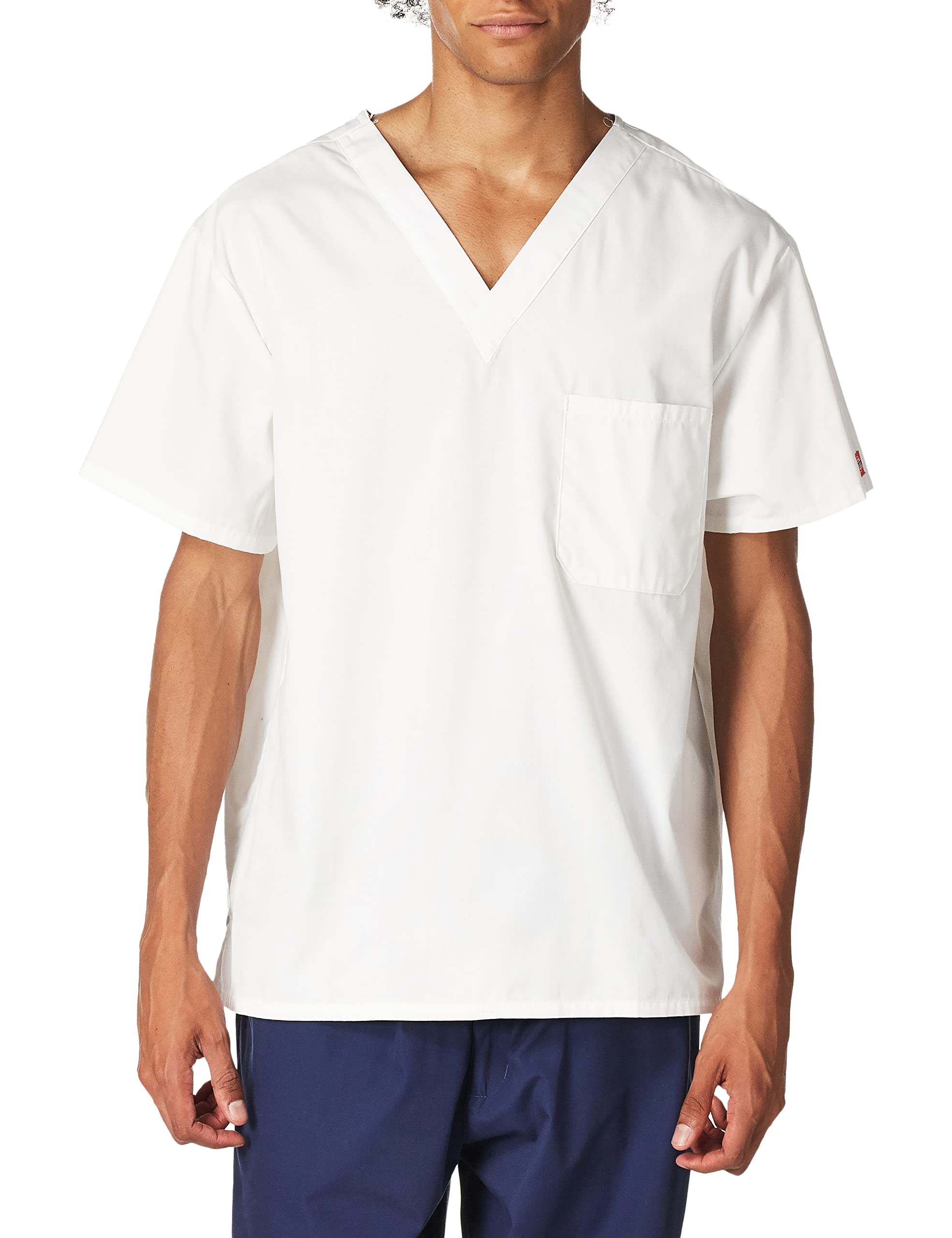 Dickies mens Signature V-neck medical scrubs shirts, White, 3X-Large US