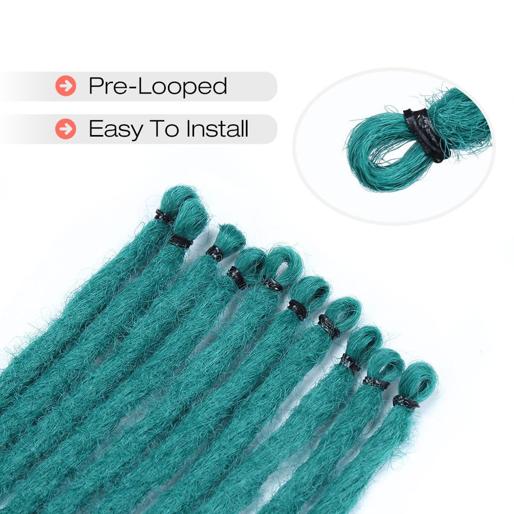 Kraler 24 inch 40 Strands Thick Dreadlock Extensions, SE Teal Green Crochet Dreadls Extensions of Synthetic Hair 1cm Width Hip H