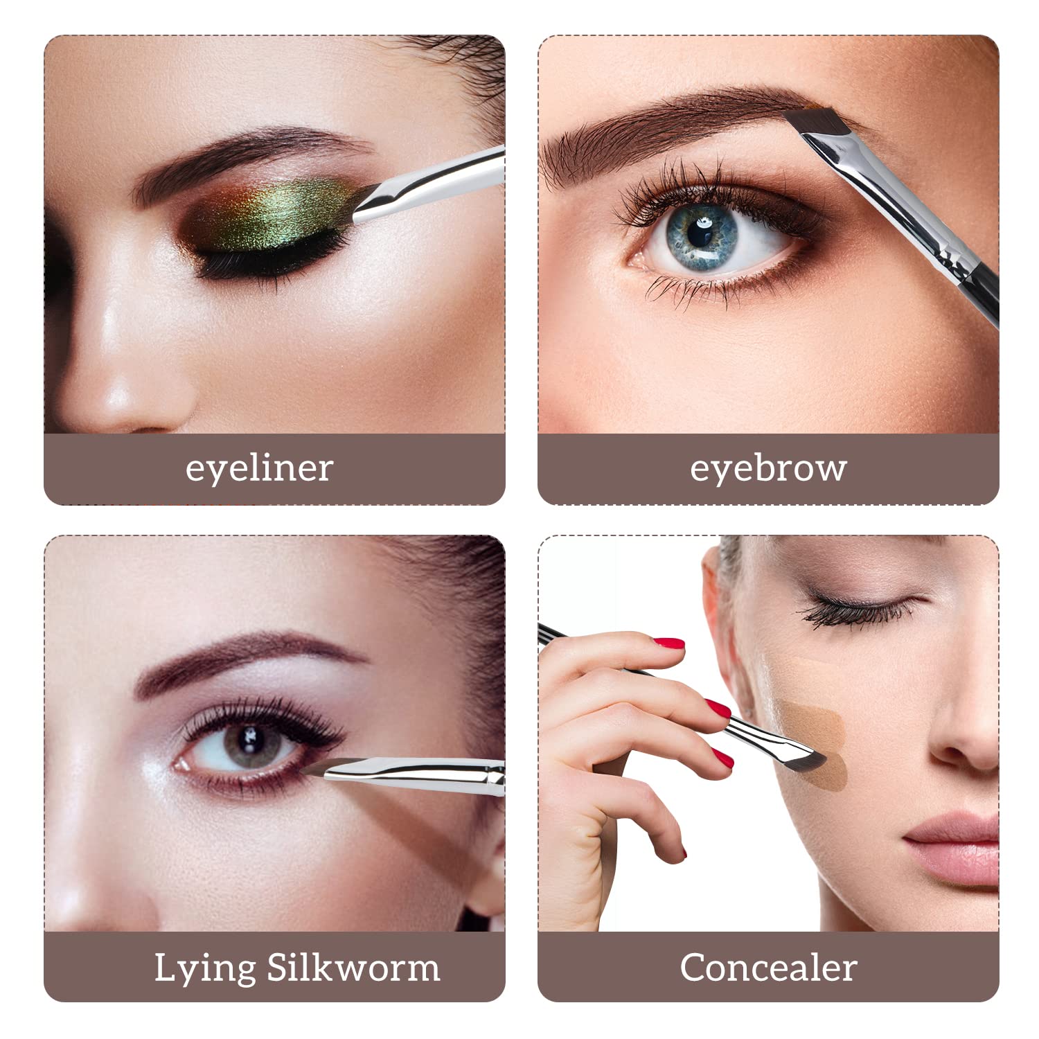Etercycle Eyeliner Brushes Set, Fine Angled Eyeliner Eyebrow Concealer Brushes, Upgraded Sickle Ultra Thin Slanted Flat Angle fo
