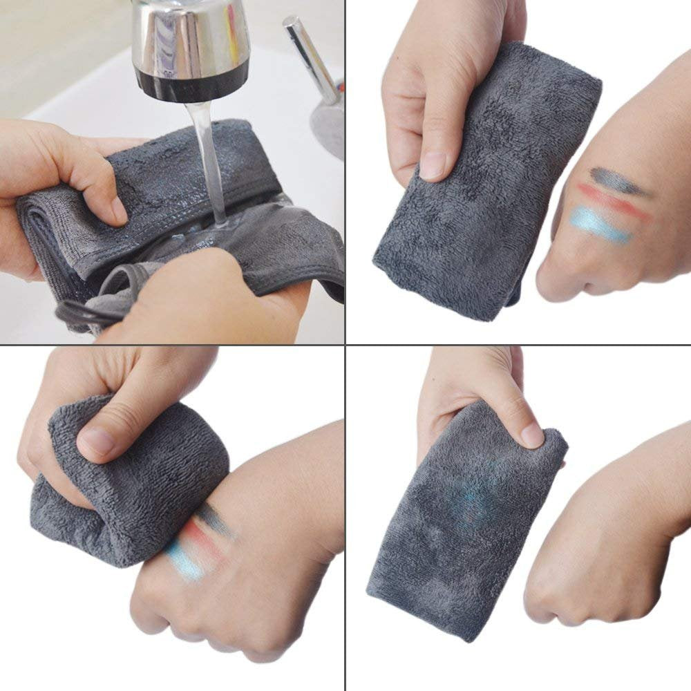 SUNLAND Microfiber Face Makeup Remover Cloths Reusable Facial Cleaning Towel Ultra Soft Washcloths 8inchx16inch Grey 6Pack