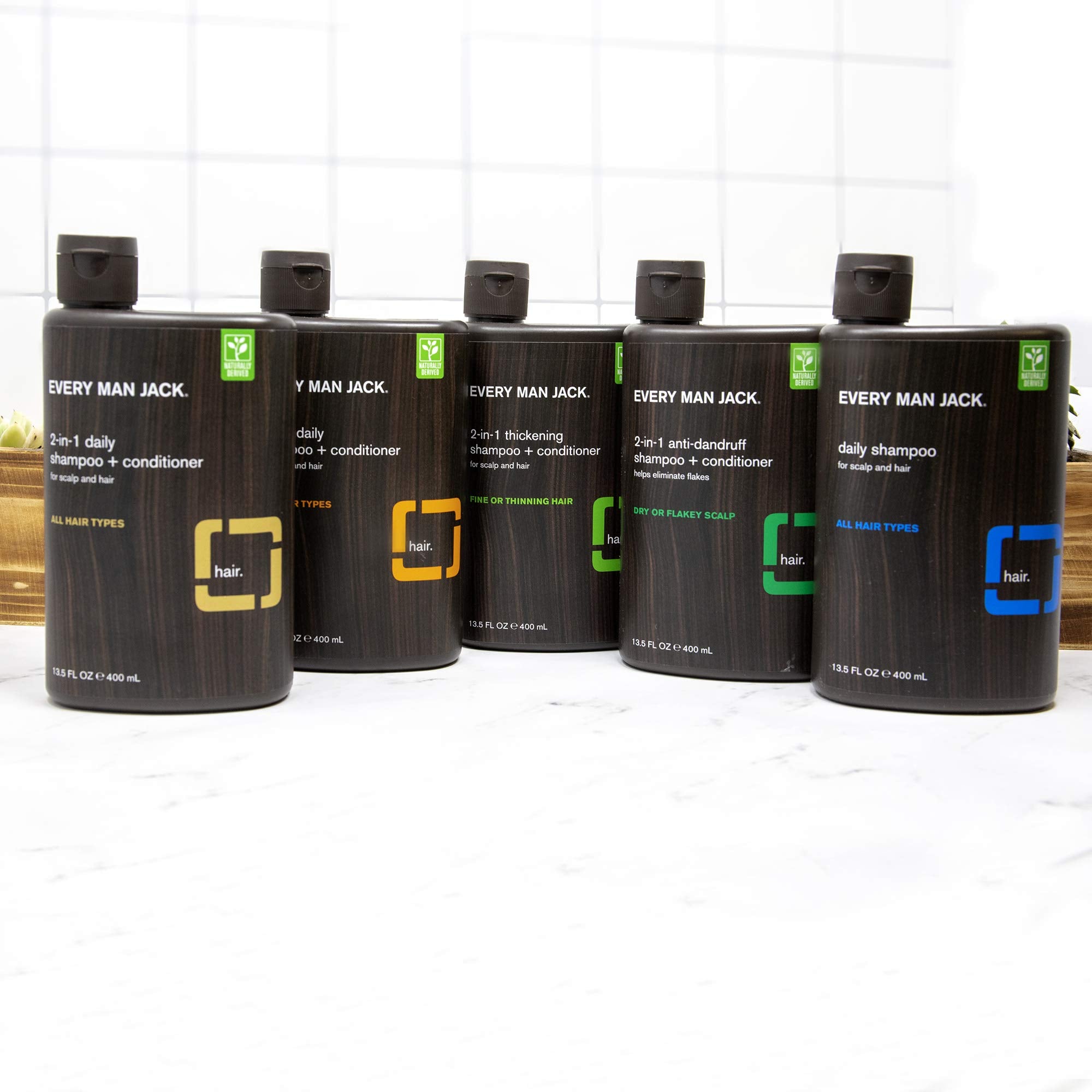 Every Man Jack 2-in-1 Thickening Shampoo + Conditioner - Thicken, Cleanse, and Hydrate Hair with Coconut, Aloe, and Tea Tree Oil