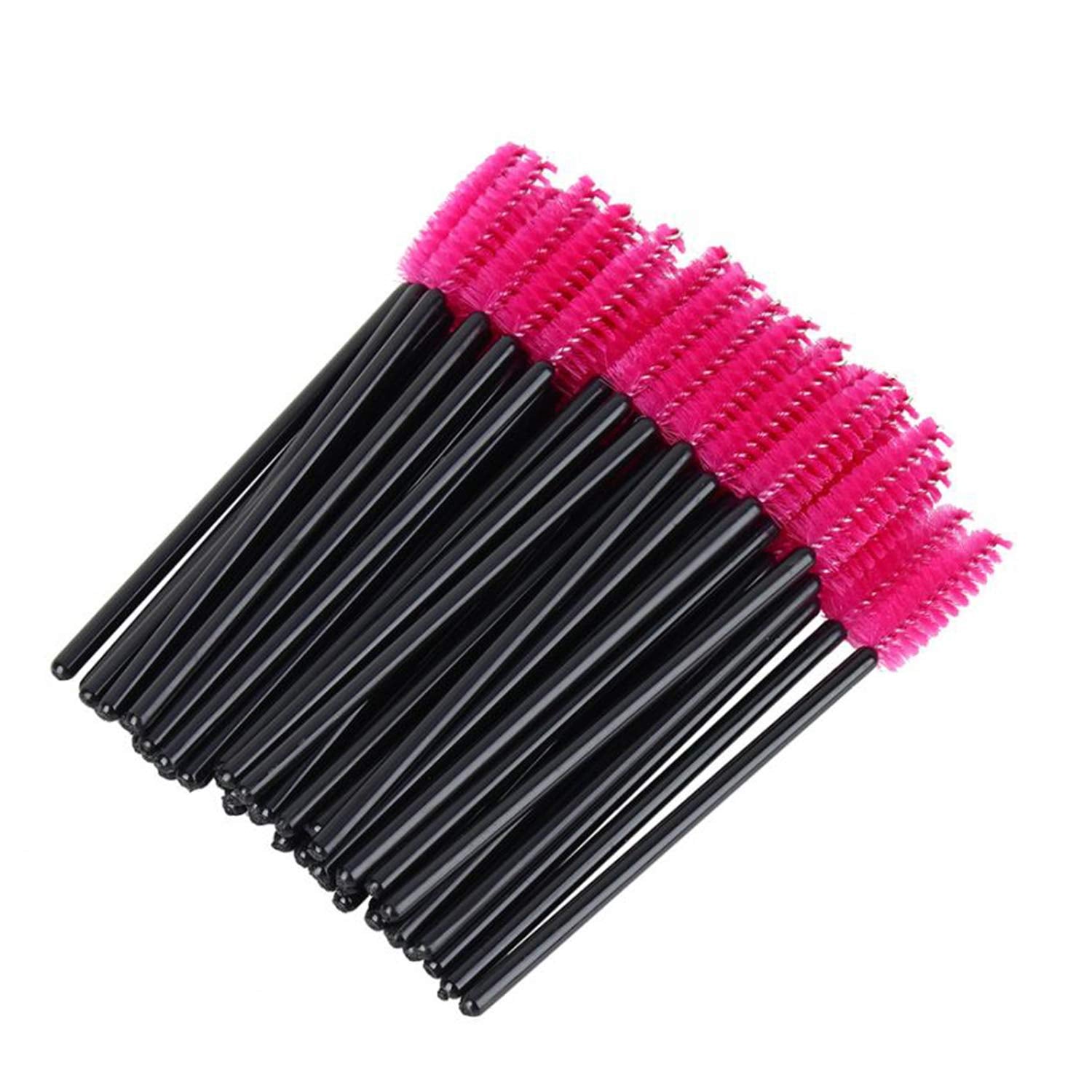 GUMIKE 100PCS Disposable Eyelash Mascara Brushes - Plastic, Rose Color for Eyelash Extension, Eyebrow & Makeup Applications