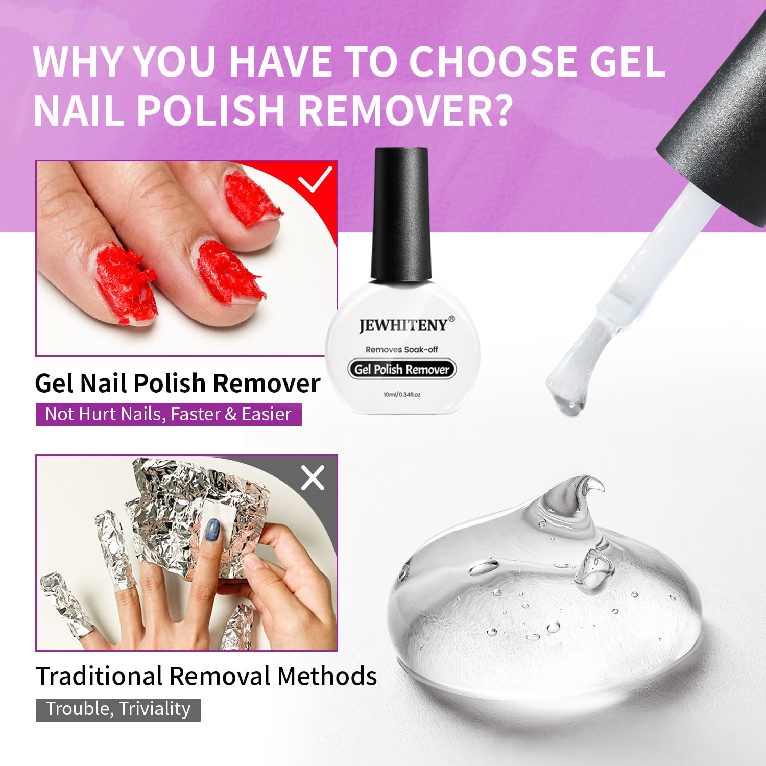 Jewhiteny 10Ml Gel Nail Polish Remover 2Pcs Professional Gel Remover For Nails 3-5 Minutes Gel Nail Remover Easy And Quick Remov