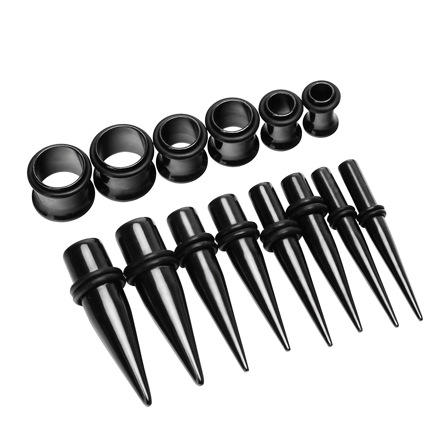 VCMART 14G-00G Ear Stretching Kit Tapers & Plugs Surgical Stainless Steel