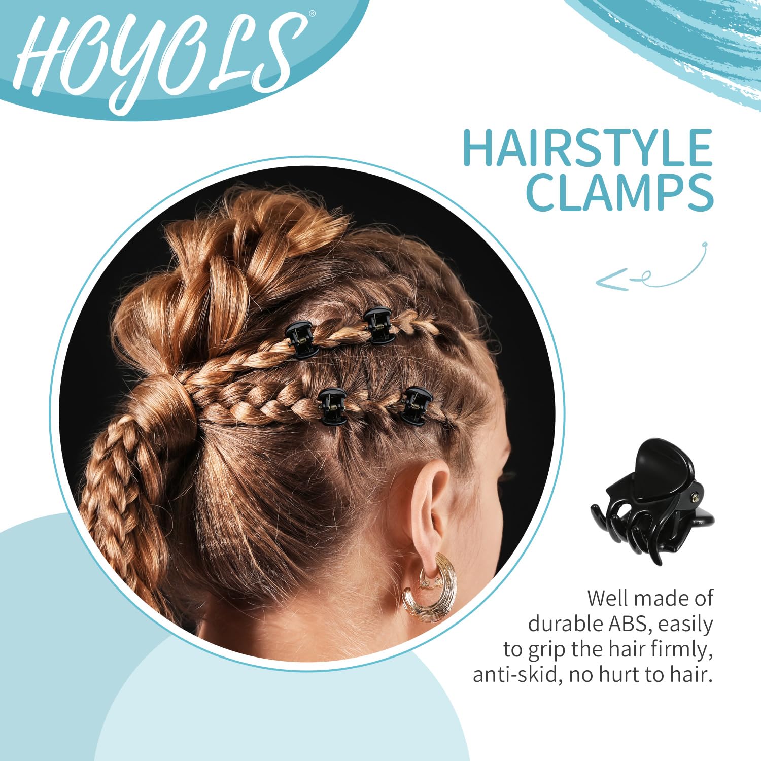 Hoyols 48 pcs Black Hair Clips Small, Mini Hair Claw Clips Jaw Clamp for Women Girls Fine Short Medium to Thick Hair, Little Non