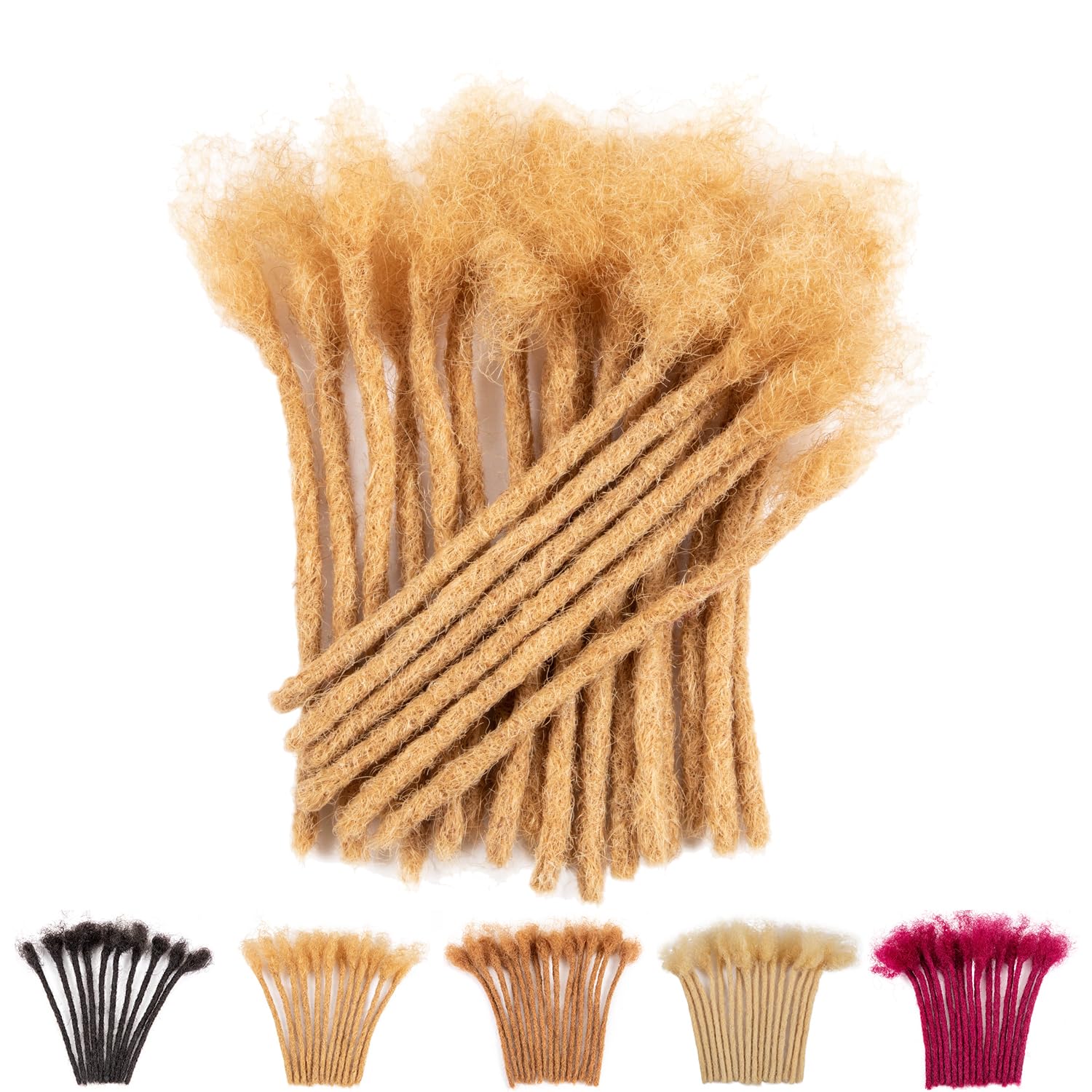 Teresa 4 Inch 0.4cm Width Loc Extension Human Hair #27 Honey Blonde Color 70 Strands Permanent Locs Extensions Can Be Dyed and B