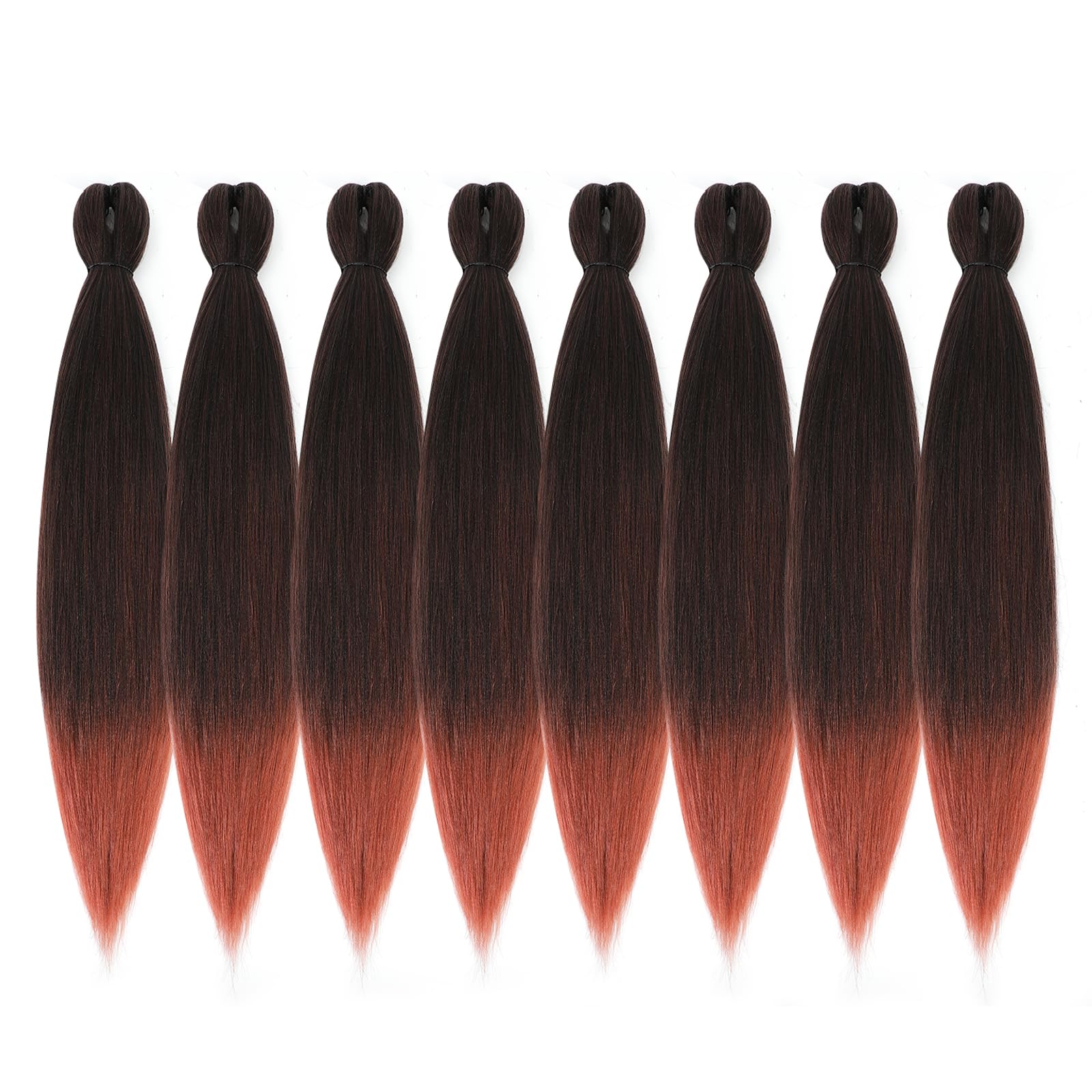 Difunee Pre-Stretched Braiding Hair - 16 Inch 8 Packs Ombre Orange Short Braiding Hair For Twist Or Box Braids, Yaki Texture Hot