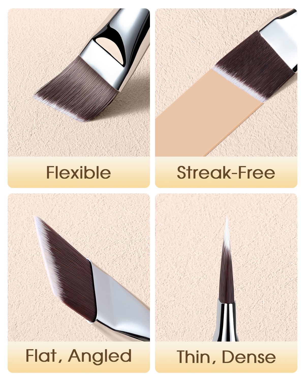 EIGSHOW Angled Flat Foundation Brush, Vegan Synthetic Bristles, Streak Free Application, Face Makeup Brush For Blending Liquid,