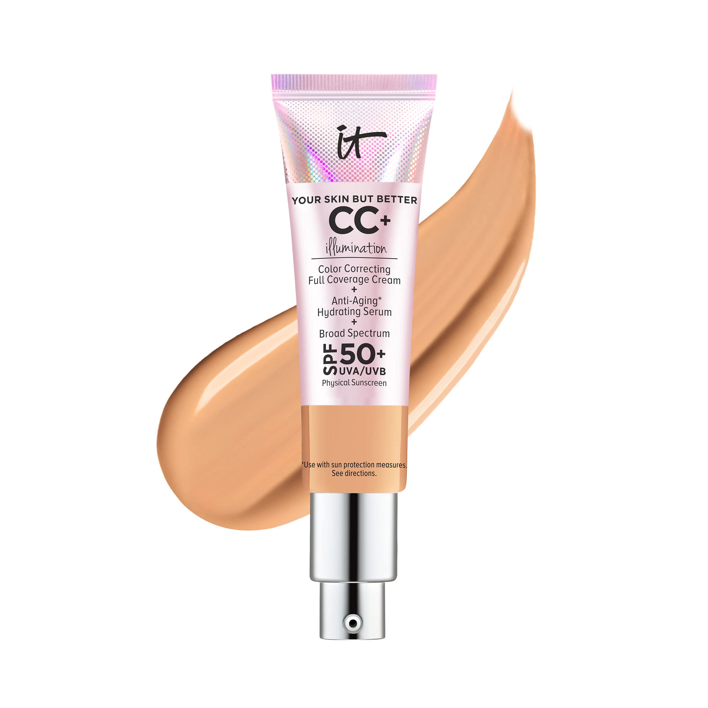 It Cosmetics Your Skin But Better Cc+ Cream Illumination, Neutral Tan (N) - Color Correcting Cream, Full-Coverage Foundation, Hy