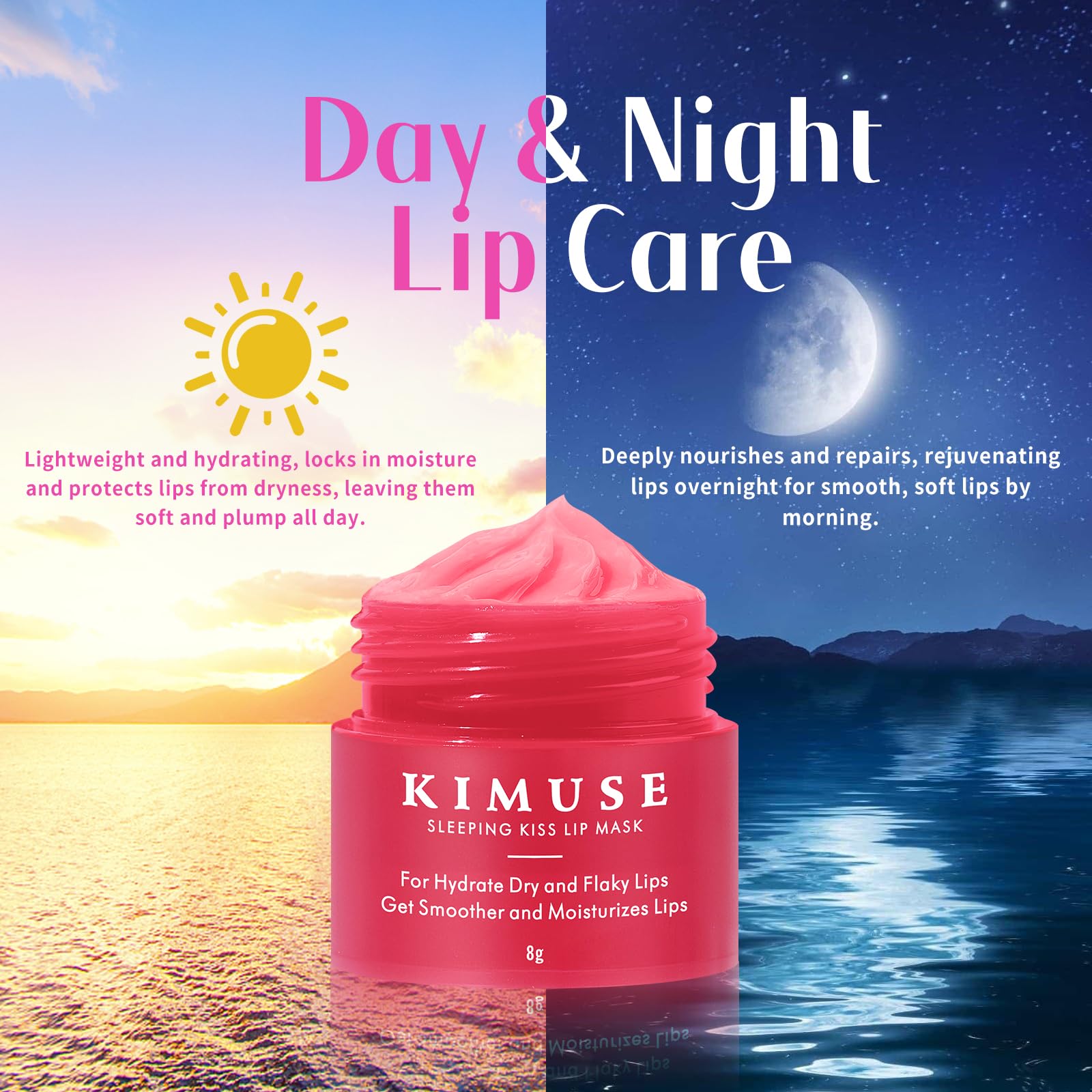 KIMUSE Lip Mask, Lip Sleeping Mask: Moisturizing, Hydrating, Nourishing Lip Care Products, Vitamin C, Shea Butter & Antioxidants