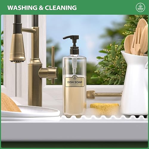 Bar5F Universal Pumps For Shampoo, Conditioner, Gel, Body Wash, Etc, For 1 Liter/33.8 Ounce/1000Ml Bottles, Set Of 2, Black & Wh