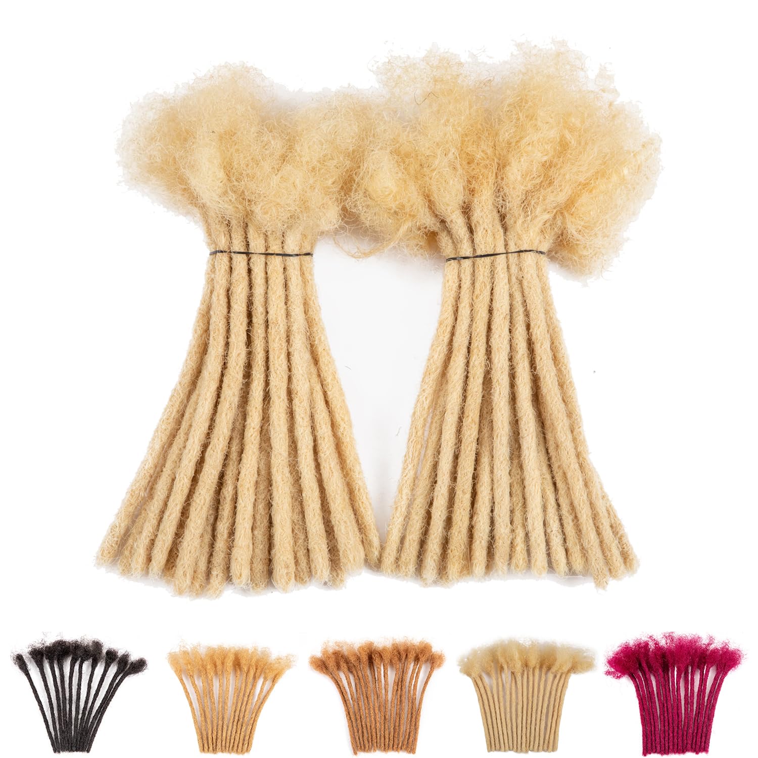 Teresa 4 Inch 0.4cm Width Loc Extension Human Hair #613 Blonde Color 70 Strands Permanent Locs Extensions Can Be Dyed and Bleach