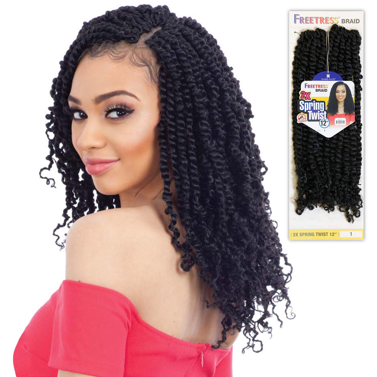Multi Pack Deals! Freetress Crochet Braids 2X Spring Twist 12'' (5-Pack, 4)