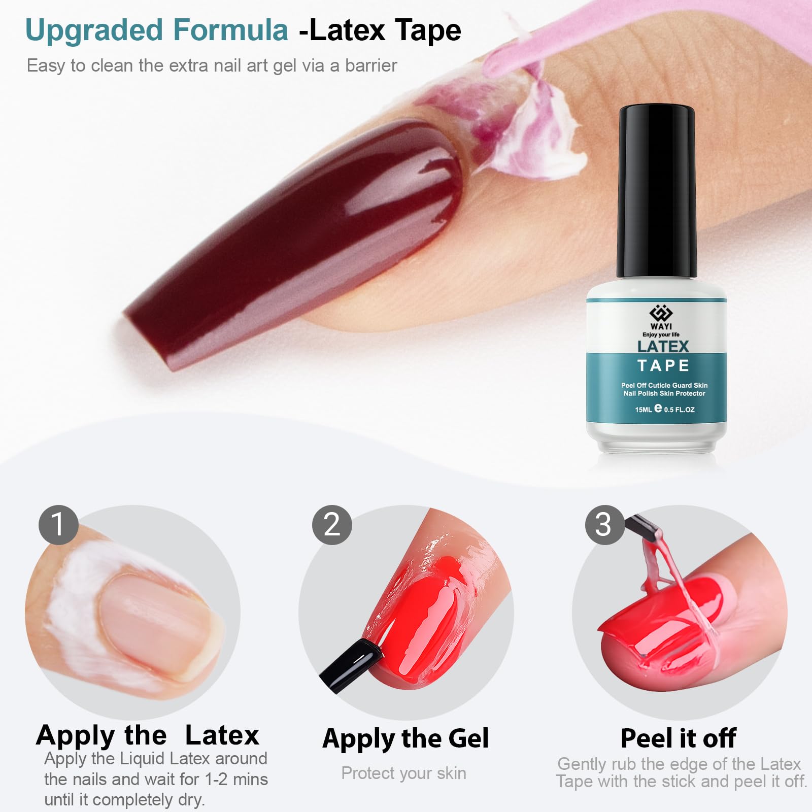 WAYI Gel Polish Remover Kit - Magic Gel Remover + Liquid Latex Cuticle Guard + Nail Tools Set, No Soak Fast Gel Nail Polish Remo