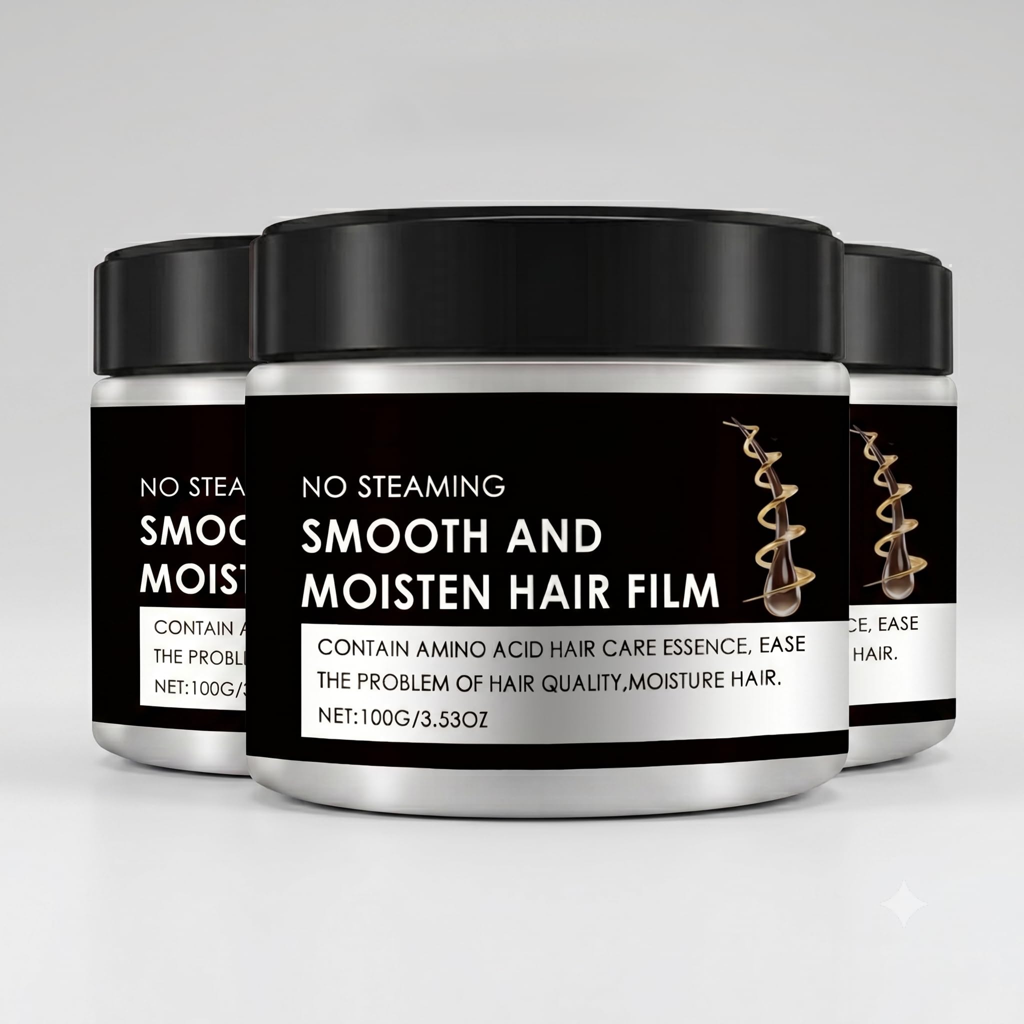Herbs Wealth Smooth and Moisten Hair Film with Jojoba Amino Acid, Palm Oil, Vitamin E, Deep Repair, No Steaming, 3.53 oz, Pack 