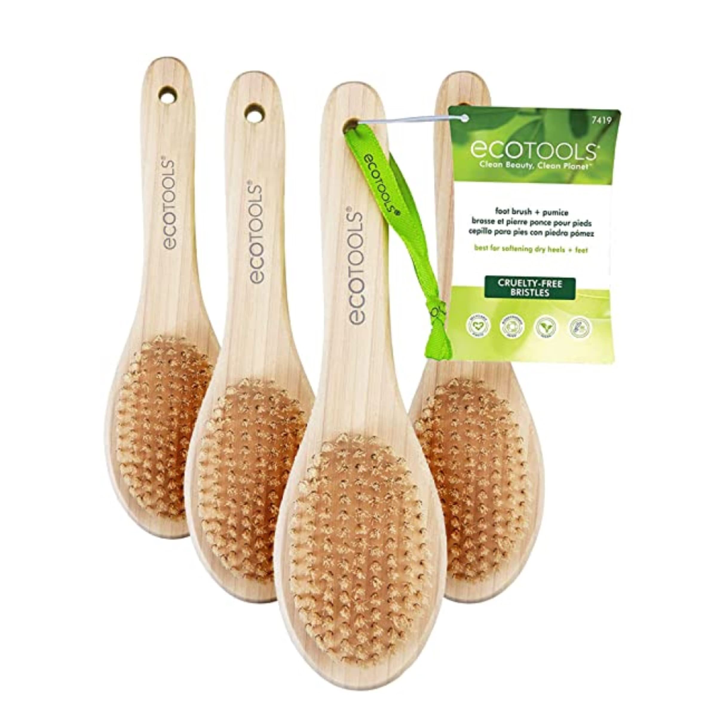 Ecotools Foot Brush + Pumice, Foot Scrubber Brush For Cleansing & Dead Skin Removal, Reveal Smooth, Soft Feet, Foot Brush For Sh