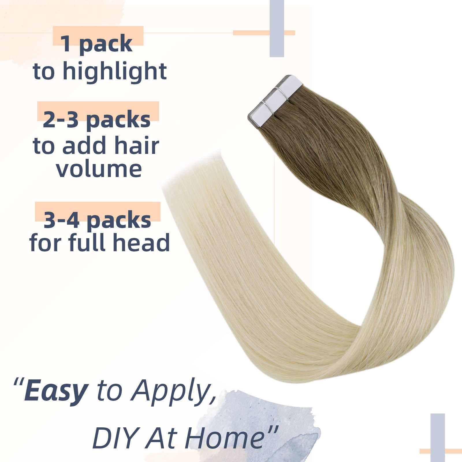Runature 22 Inch Human Hair Tape In Extensions Long Tape In Hair Extensions Human Hair Ombre Ash Brown Fading To Platinum Blonde