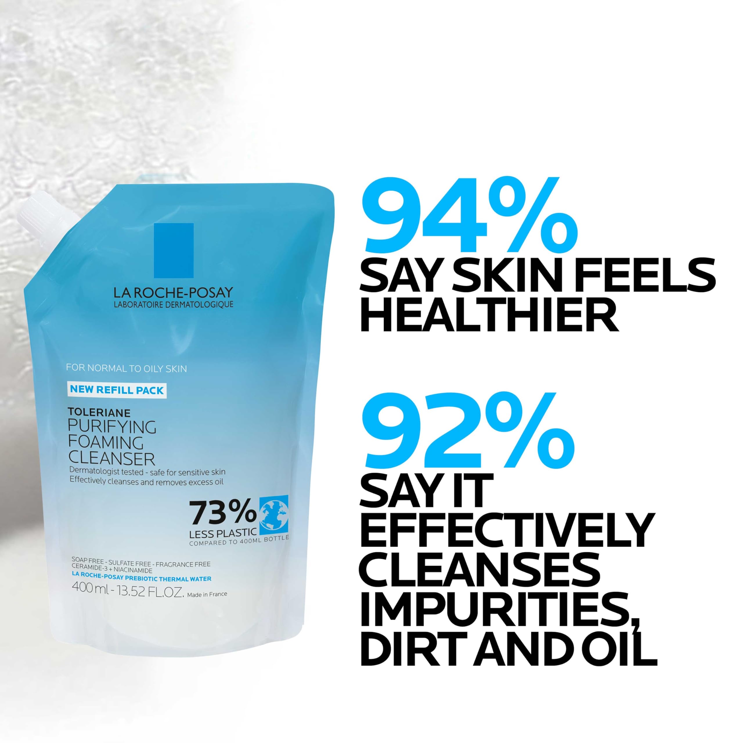 La Roche-Posay Toleriane Purifying Foaming Facial Cleanser | Niacinamide + Ceramides + Prebiotic Thermal Water | Oil Free Face W