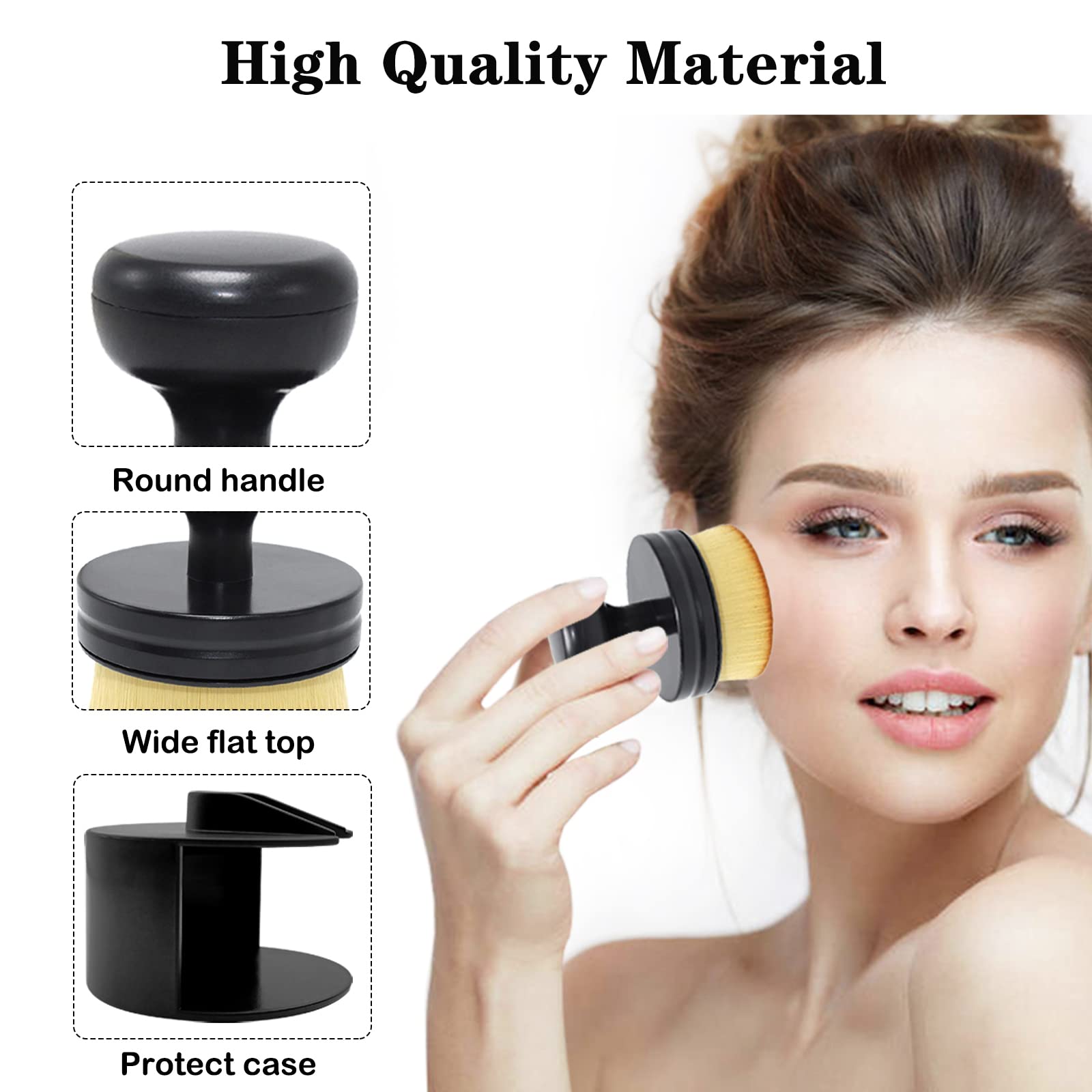 Falliny Makeup Brush, Large Full Coverage Self Tanner Foundation Brushes Travel Kabuki Powder Brush For Face Body, Blending Liqu