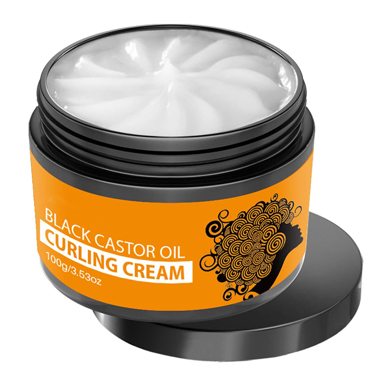 Black Castor Oil Curl Defining Cream, Anti Frizz Curl Cream Moisturizing LongLasting Styling, Hydrating Hair Mask Curl Cream to