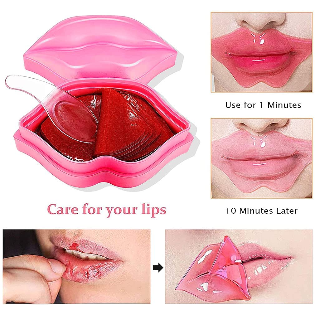 Miniling 20Pcs Moisturizing Lip Mask - Plumping Gel Treatment for Dry Lips, Overnight Care, Pink