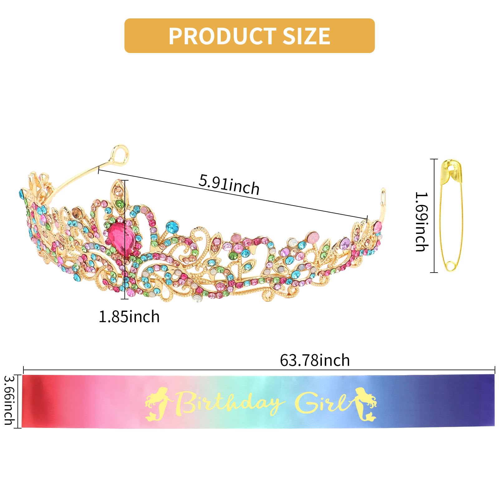 CIEHER Birthday Girl Sash and Crown Tiara Sashes for Women Girls Decorations Gifts