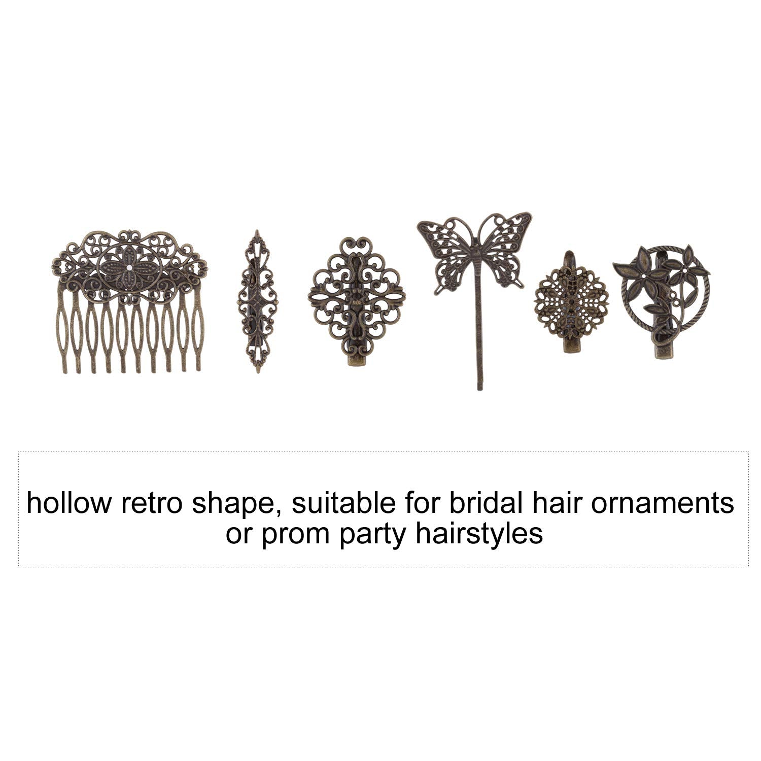 Lawie 24 Pack Vintage Retro Boho Decorative Metal Hair Clips Barrettes Butterfly Flower Leaf Feather Duckbill Alligator Hairpins