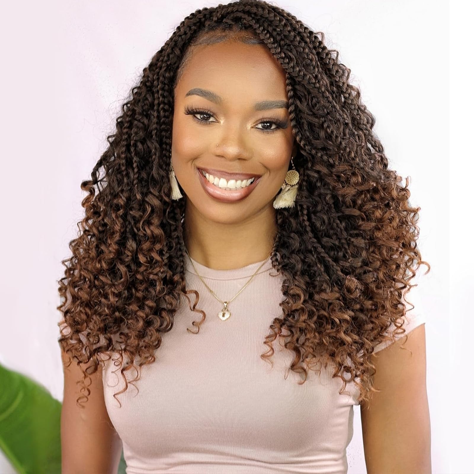 Goddess Box Braids Crochet Hair for Woman 12 Inch 7packs Short Pre-looped Crochet Box Braids Curly Ends Bohemian Hippie Braids S