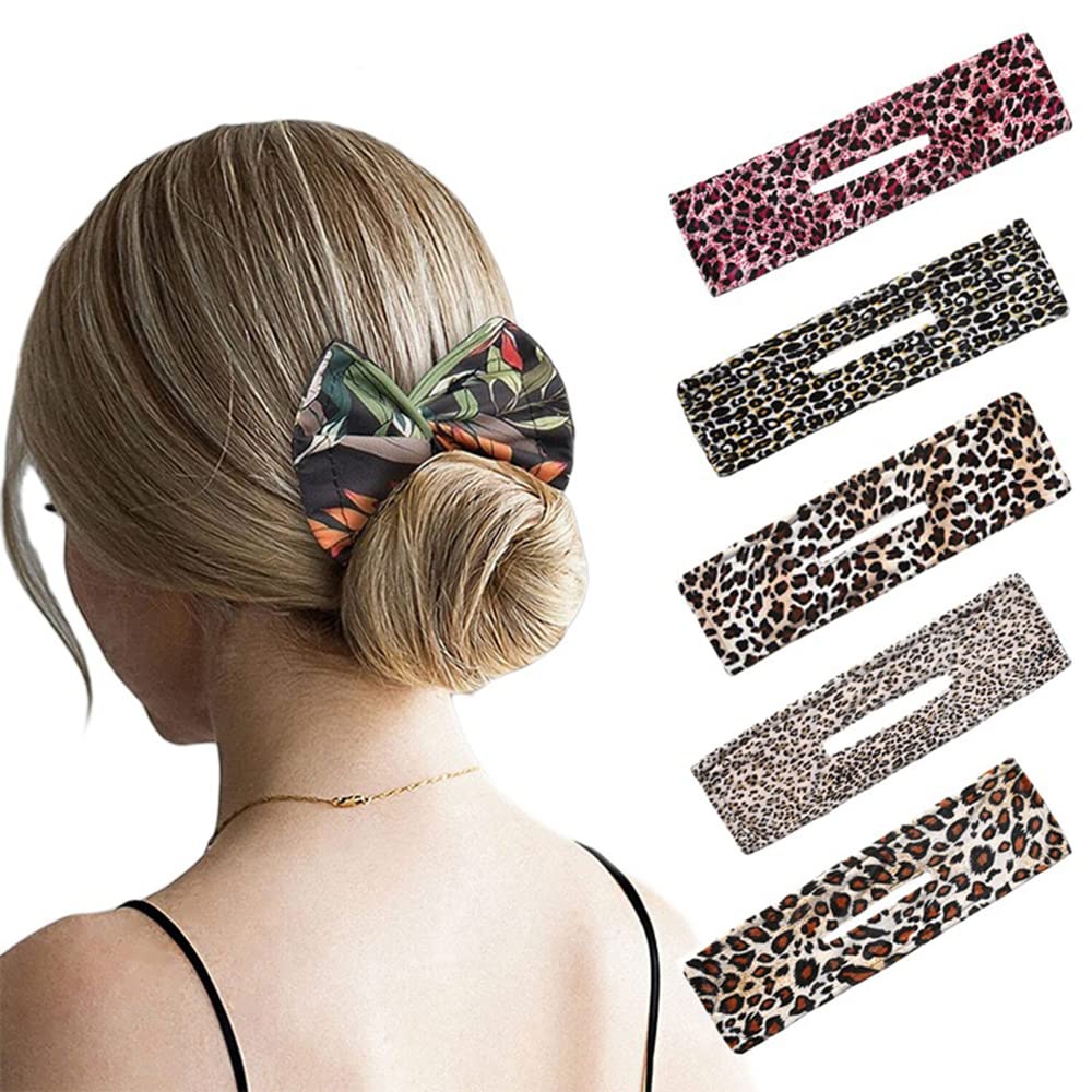 Wiwpar French Twist Hair Bun for Women Leopard Style Hair Bun Maker Deft Bun Maker Cloth Hair Clip Hair Accessories (Color 6)