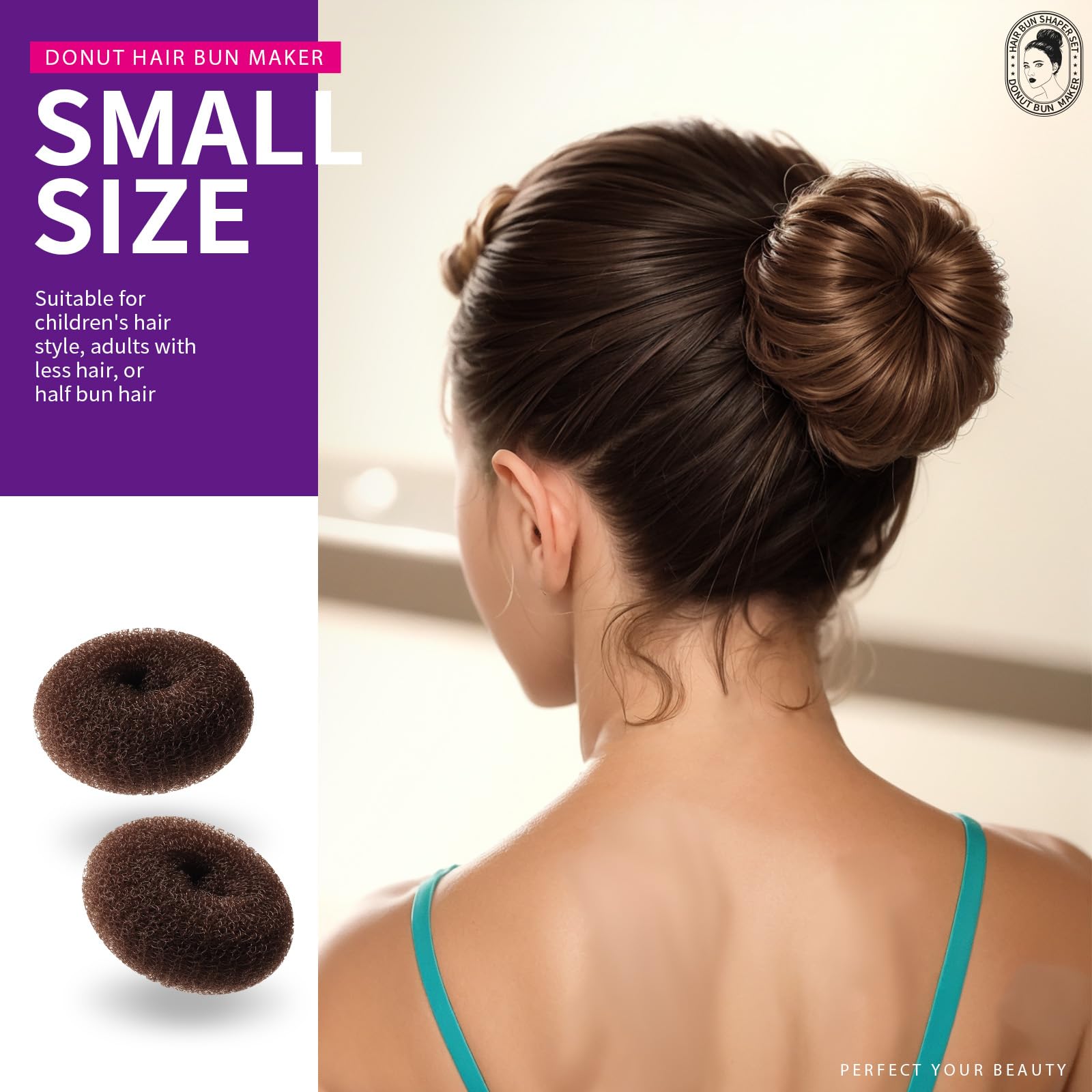 Donut Hair Bun Maker 7 Pieces, Teenitor Ring Style Bun Maker Set With (1 Extra-Large, 2 Large, 2 Medium And 2 Small), 5 Pieces H