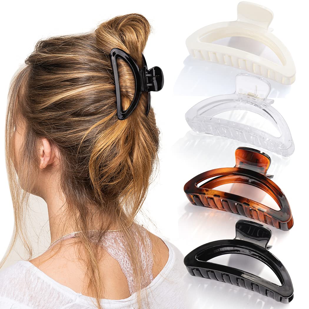 Canitor 4Pcs Hair Claw Clips, Hair Clip For Women Semicircle Hair Clips Claw Clips Hair Clips For Thick Hair Hair Clips For Thin