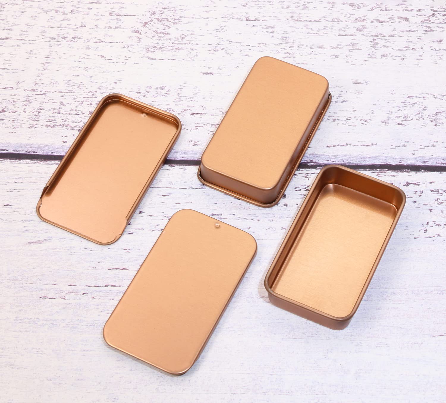 Mini Skater 2.4x1.3x0.43 Extra Small Metal Slide Top Tin Containers Sliding Cover Push-Pull Tin Box Portable Slide Cover Storage