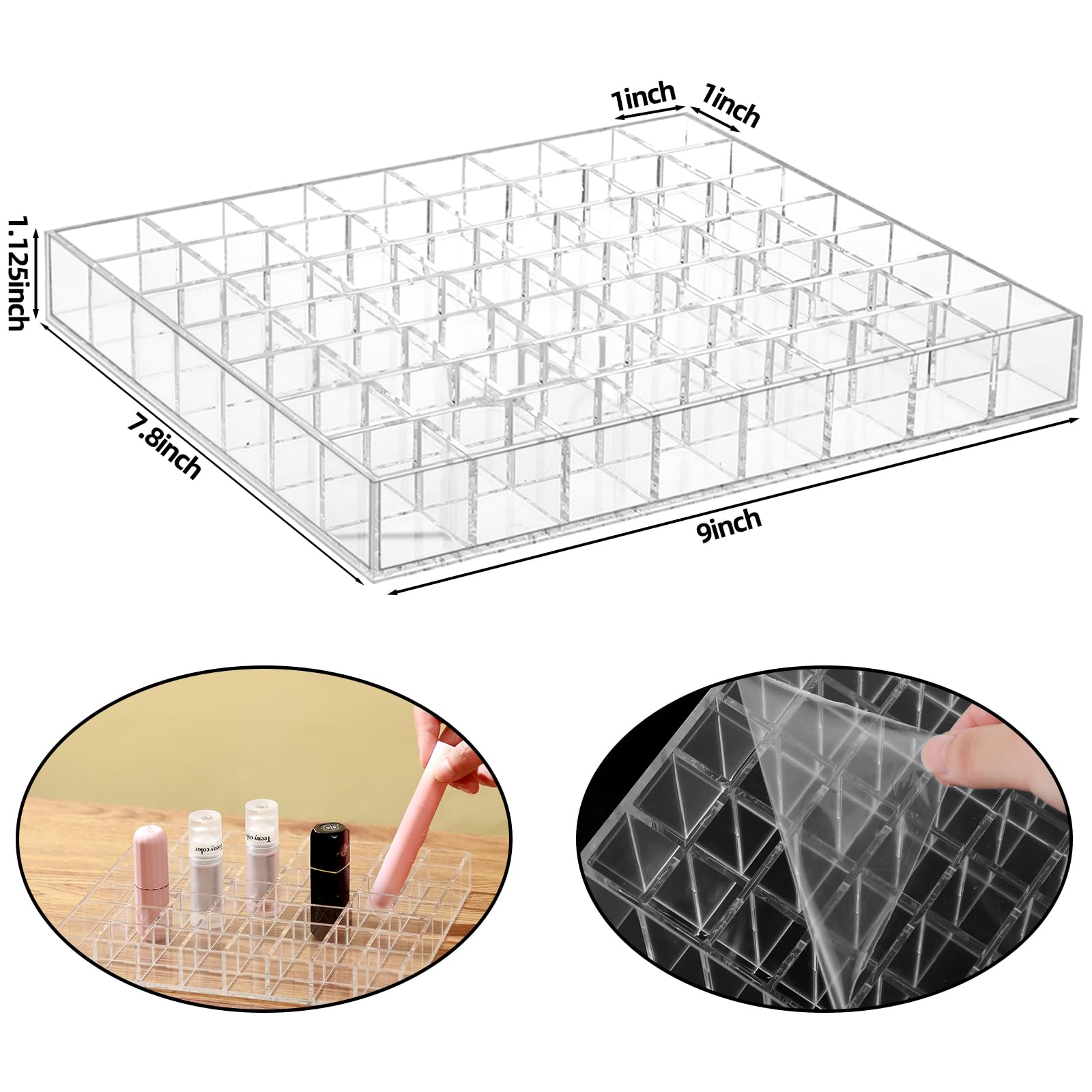 Mumufy Lipstick Holder Clear Acrylic Organizer Makeup Lip Gloss Organizer Plastic Cosmetic Display Case For Lipstick Brushes Bot