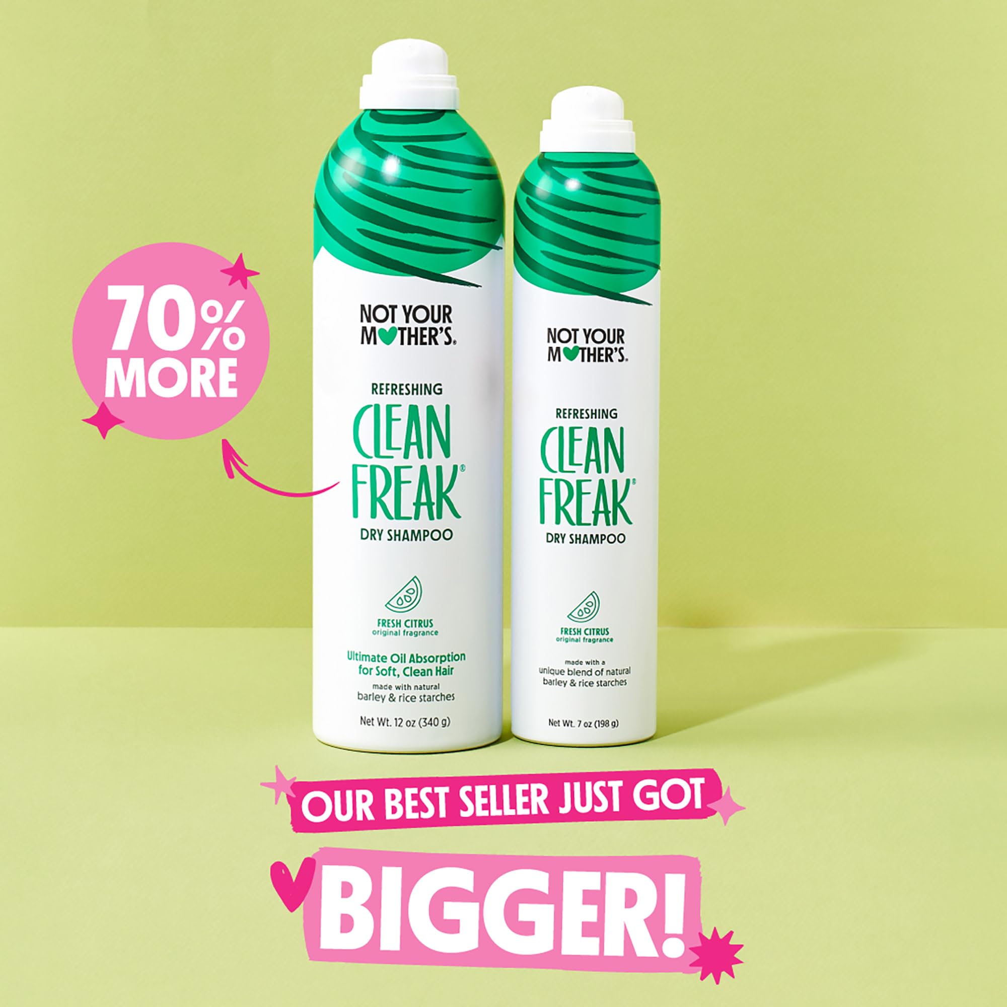 Not Your Mother's Clean Freak Refreshing Jumbo Dry Shampoo (2-Pack) - 12 oz - Instantly Refreshes Hair Between Washes - Fresh Ci