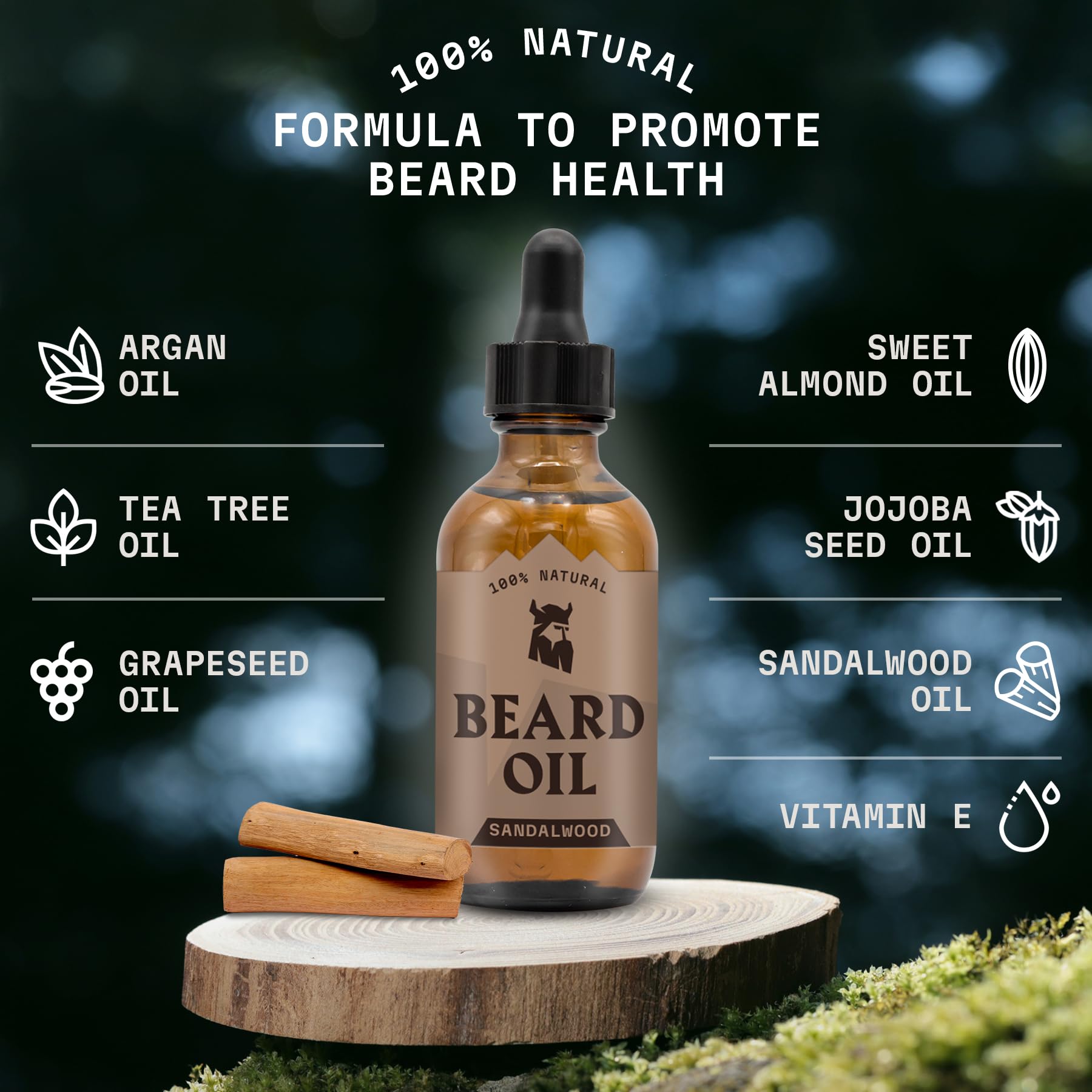 Striking Viking Scented Beard Oil Conditioner For Men - Natural Organic Formula With Tea Tree, Argan And Jojoba Oils - Softens,