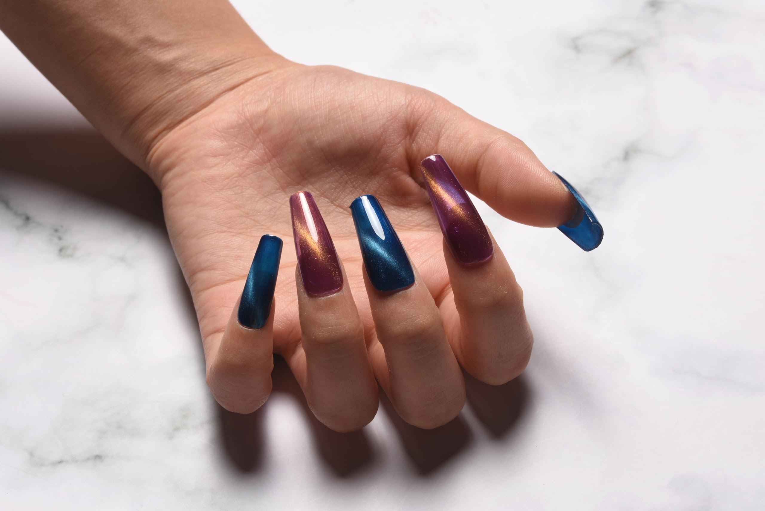 Maychao 15Ml Cat Eye Gel Nail Polish 1Pc Sea Blue Shimmer Gel Polish With Magnet Soak Off Holographic Magnetic Nail Polish For N