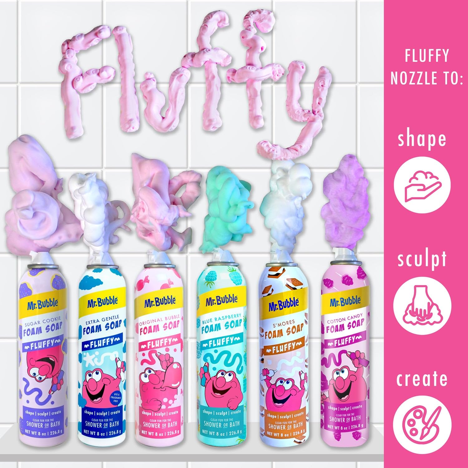 Mr. Bubble Twin Pack Foam Soap - Sculpt And Draw In The Tub; Soft, Moldable, Gentle, Scented Foam (Pack Of 2, 8 Fl Oz Each)
