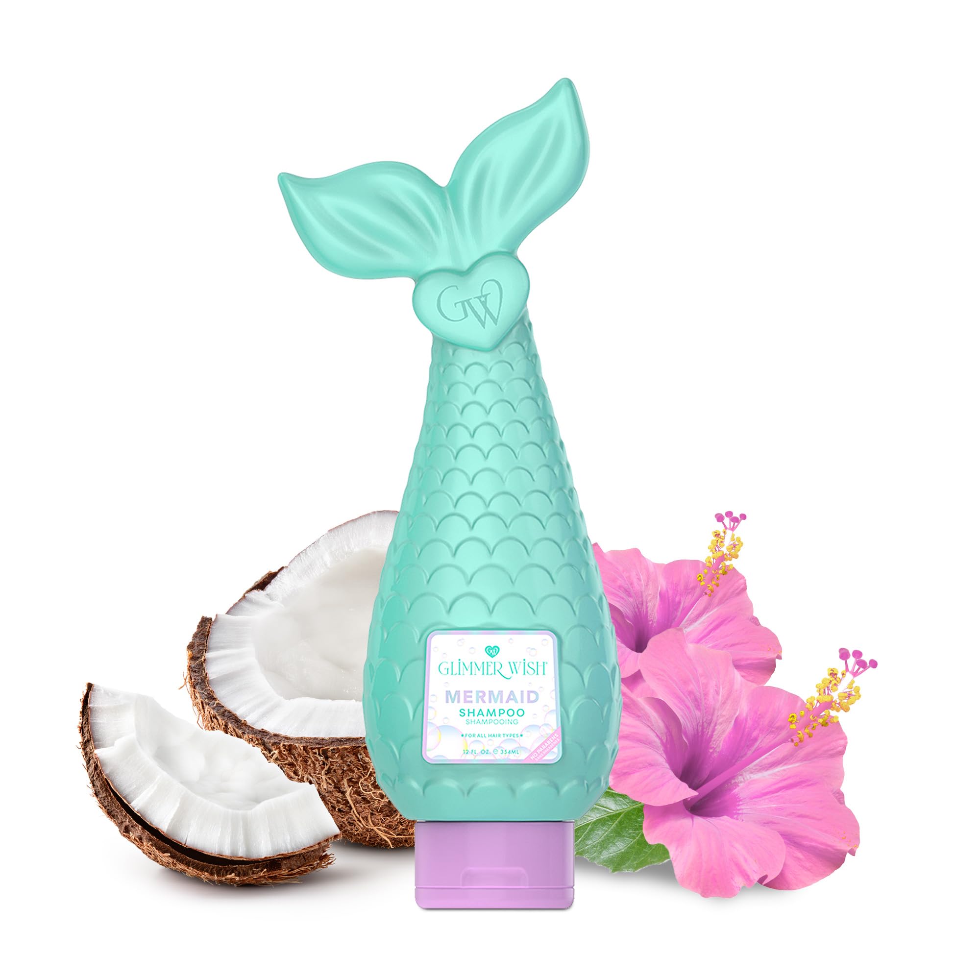 Glimmer Wish Mermaid Kids Shampoo, Paraben and Sulfate Free Shampoo for Soft and Manageable Hair, Kids Hair Care, Tropical Beach